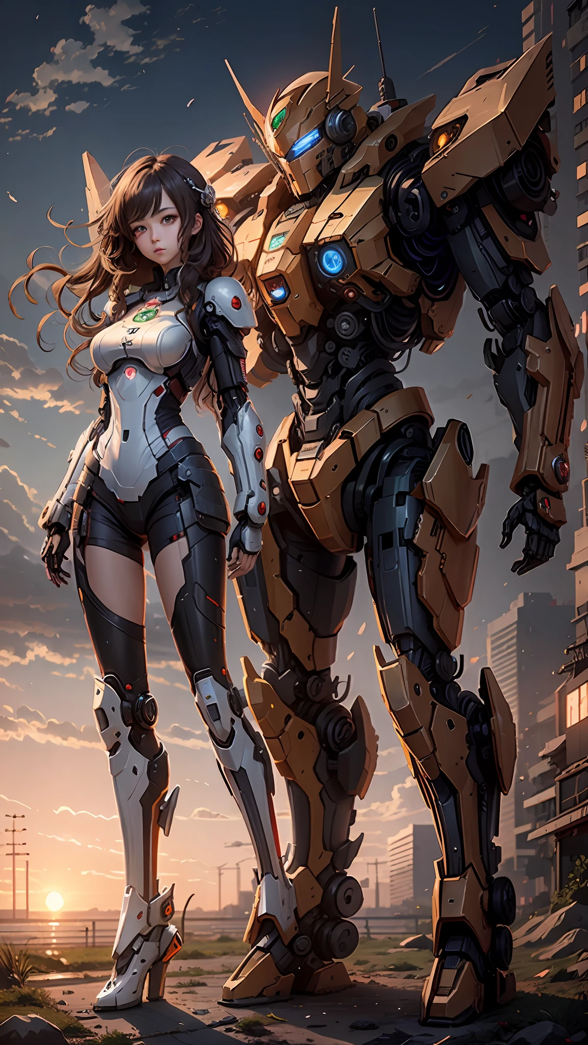 Anime girl in mecha suit, anime girl mecha, digital cyberpunk anime art, 8 k, mecha network armor girl