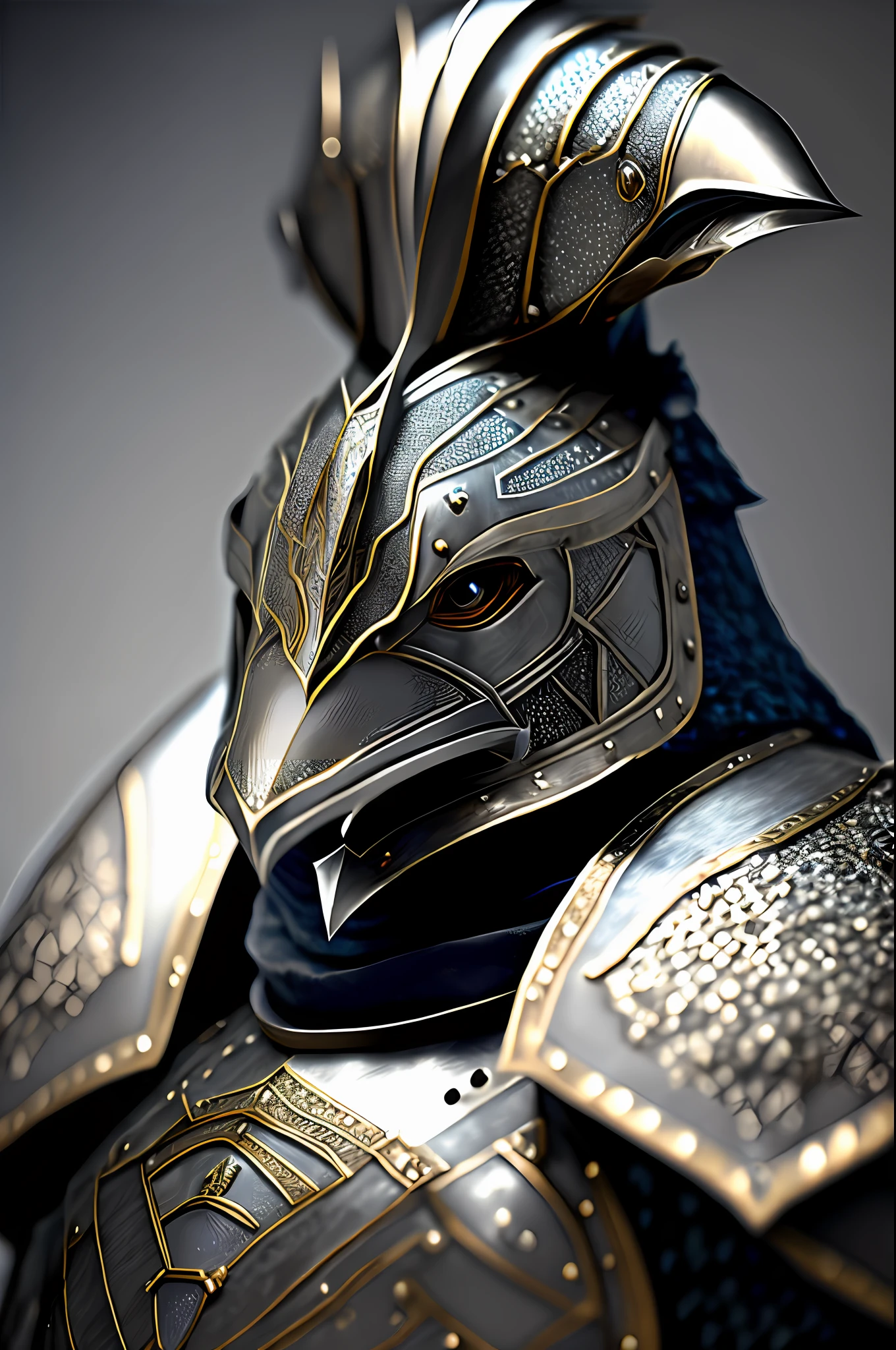 Platypus knight portrait, finely detailed armor, intricate design, silver, silk, cinematic lighting, 4K
