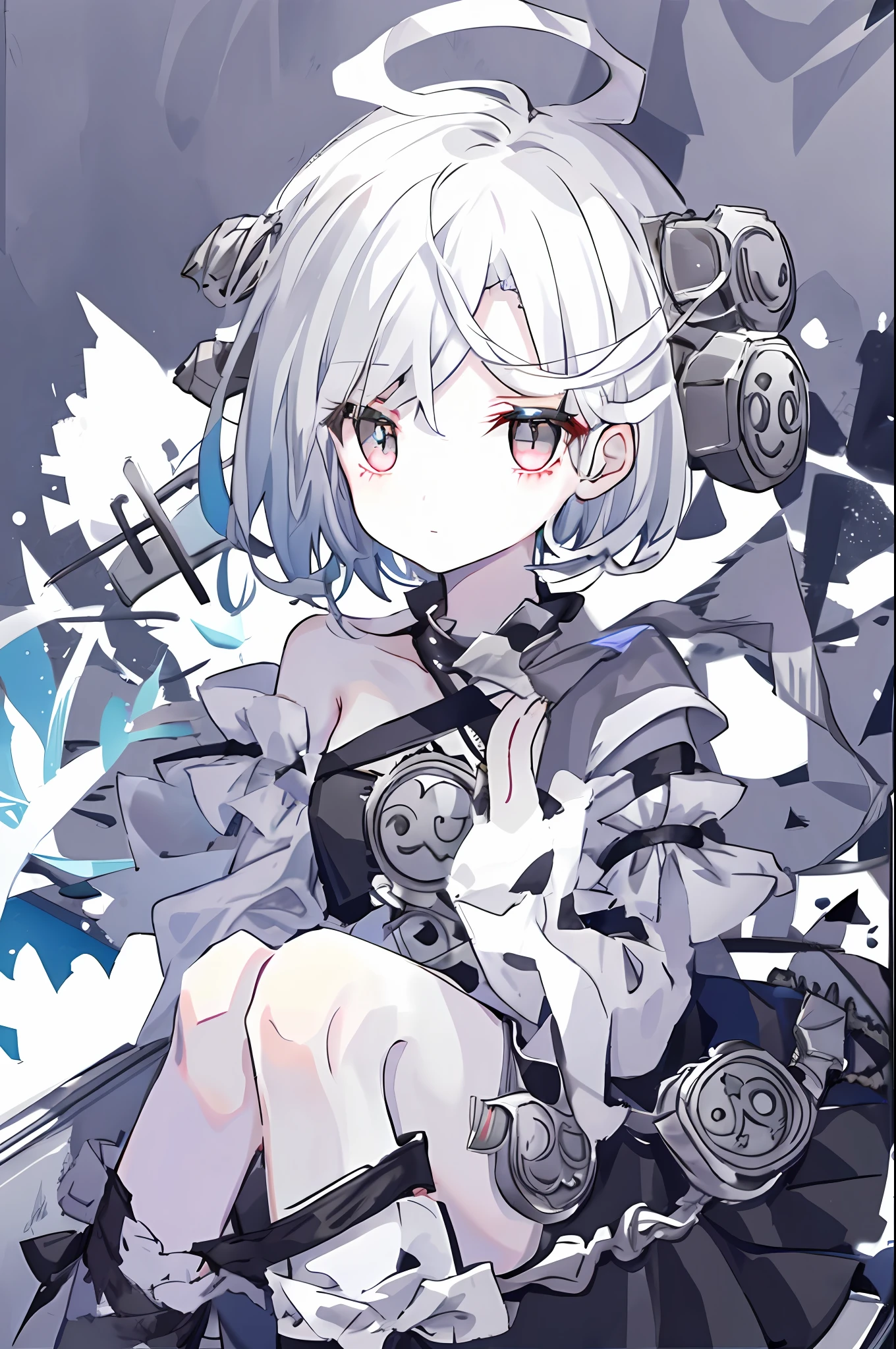 neogen, 1girl, solo, black dress, mini hat, hair flower, masterpiece, best quality