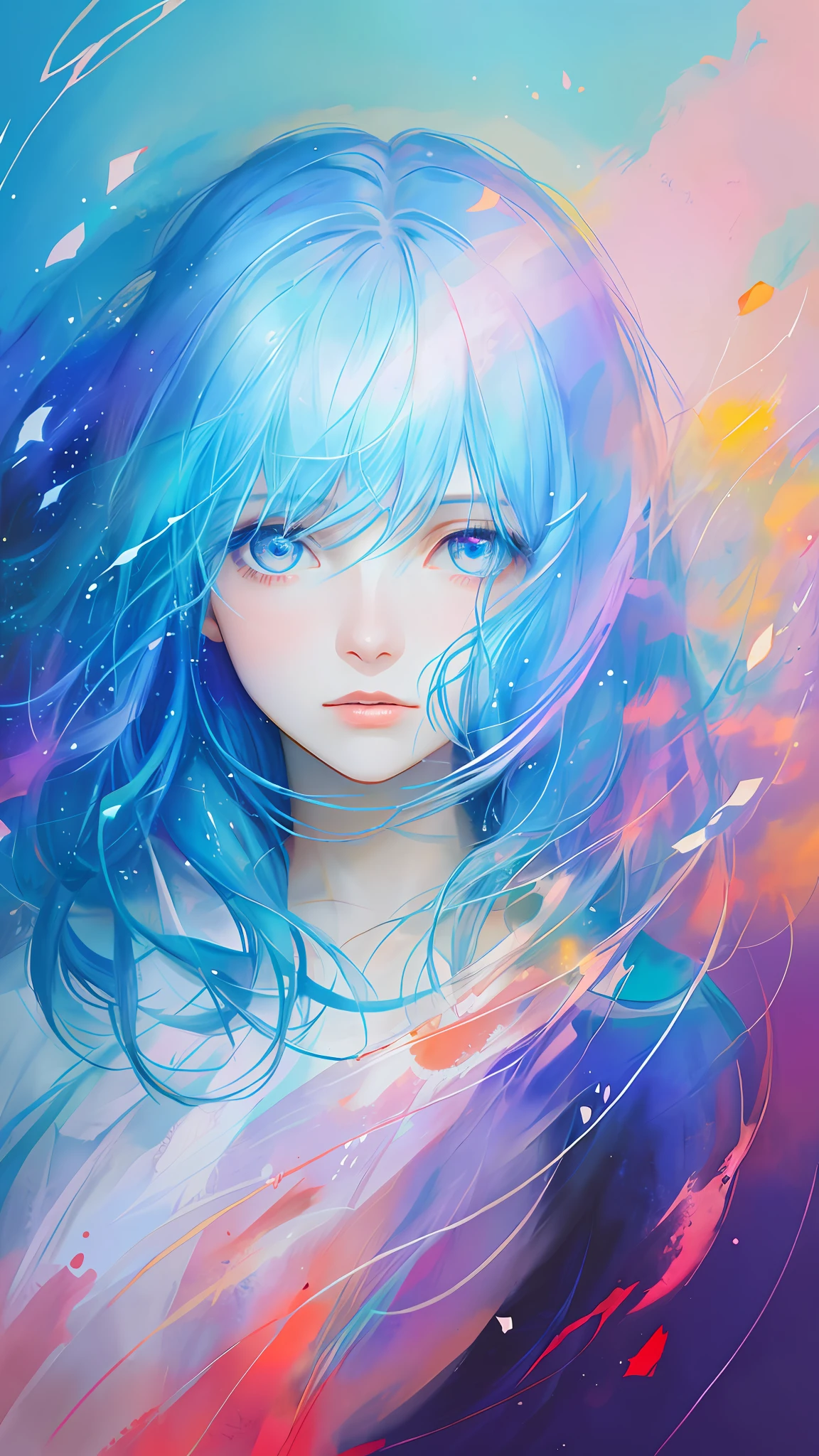 1girl, a painting by mse a woman by agnes cecile, luminous design, pastel colours, ink drips, autumn lights