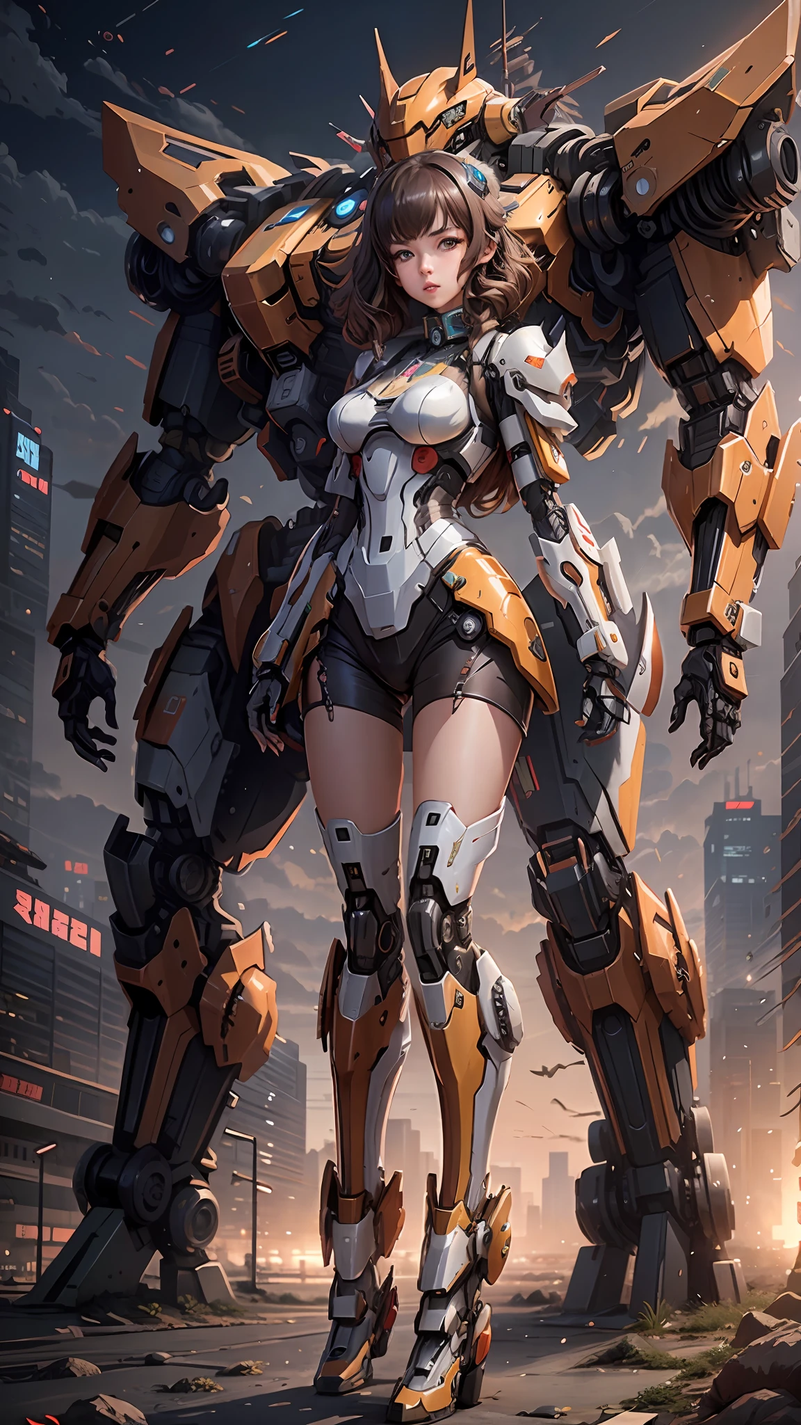 Anime girl in mecha suit, anime girl mecha, digital cyberpunk anime art, 8 k, mecha network armor girl