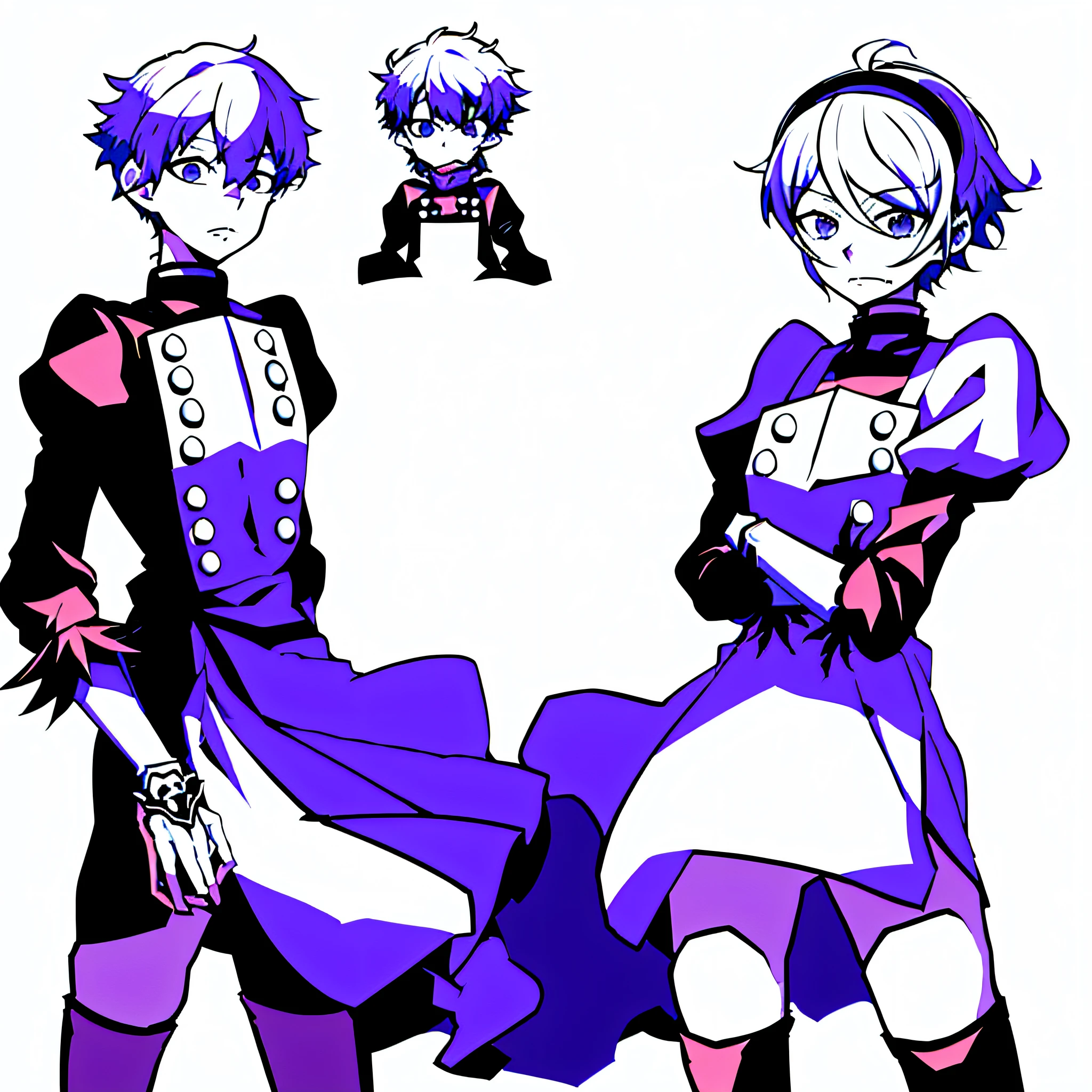 anime character with white hair and blue eyes in a red and white apron, official art, nagito komaeda, hero 2 d fanart artsation, hq artwork, 2 d anime style, kaworu nagisa, key anime art, trigger anime artstyle, otaku gangasta, official character art, kentaro miura manga art style, anime style character