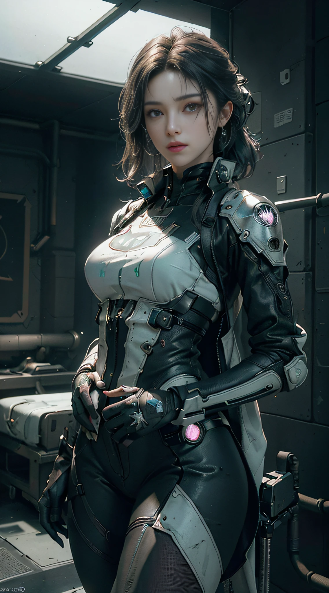 ((Best quality)), ((masterpiece)), (detailed:1.4), 3D, an image of a beautiful cyberpunk female,HDR (High Dynamic Range),Ray Tracing,NVIDIA RTX,Super-Resolution,Unreal 5,Subsurface scattering,PBR Texturing,Post-processing,Anisotropic Filtering,Depth-of-field,Maximum clarity and sharpness,Multi-layered textures,Albedo and Specular maps,Surface shading,Accurate simulation of light-material interaction,Perfect proportions,Octane Render,Two-tone lighting,Wide aperture,Low ISO,White balance,Rule of thirds,8K RAW,