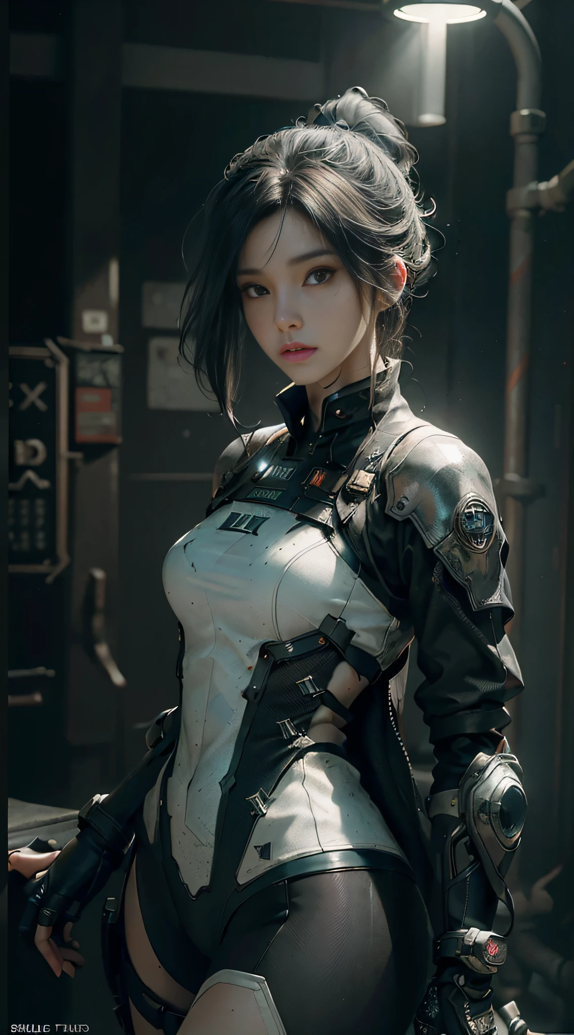 ((Best quality)), ((masterpiece)), (detailed:1.4), 3D, an image of a beautiful cyberpunk female,HDR (High Dynamic Range),Ray Tracing,NVIDIA RTX,Super-Resolution,Unreal 5,Subsurface scattering,PBR Texturing,Post-processing,Anisotropic Filtering,Depth-of-field,Maximum clarity and sharpness,Multi-layered textures,Albedo and Specular maps,Surface shading,Accurate simulation of light-material interaction,Perfect proportions,Octane Render,Two-tone lighting,Wide aperture,Low ISO,White balance,Rule of thirds,8K RAW,