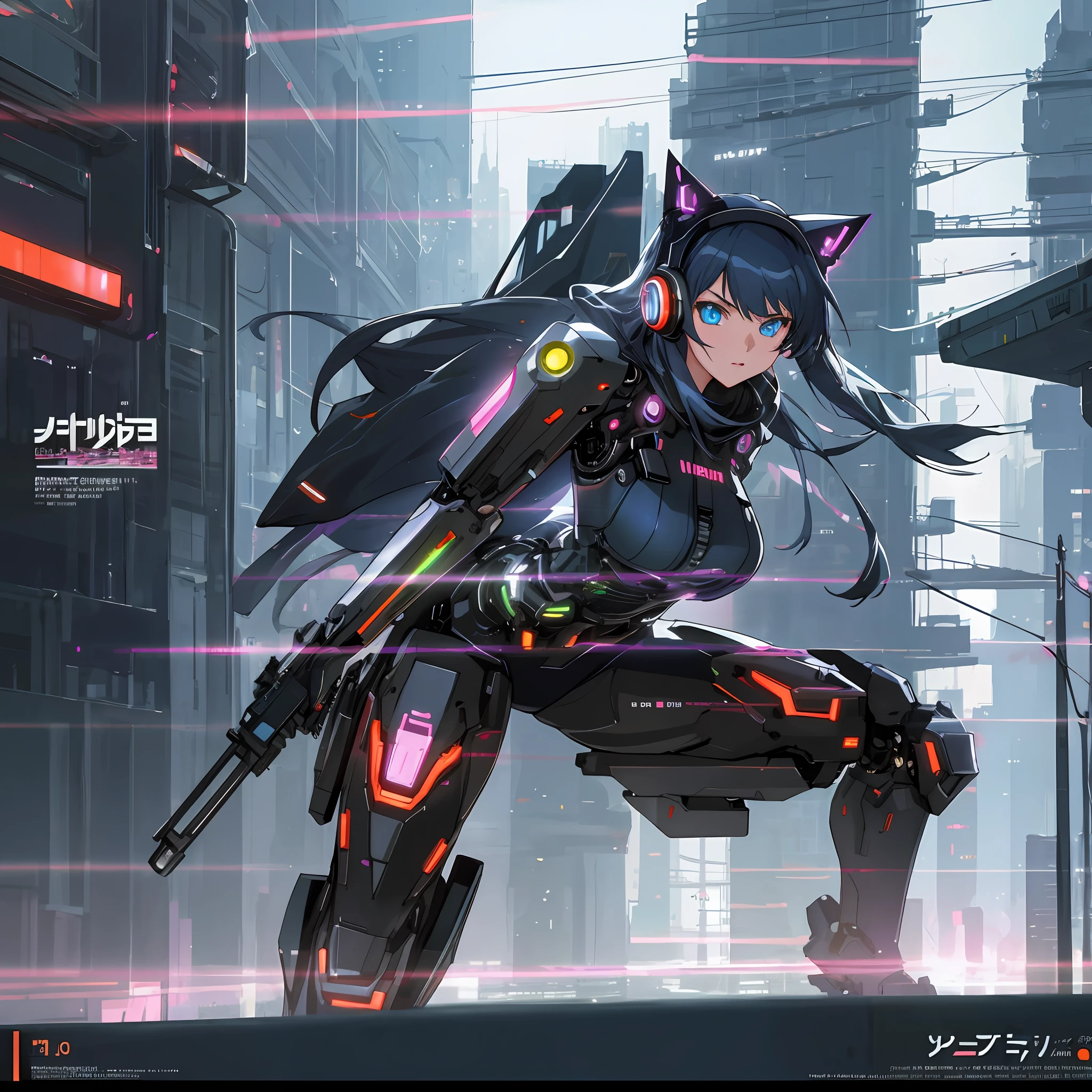((Beautiful One Woman)), 20 years old, very sexy body, breasts looking directly at camera, sexy expression.8k,3d,anime character with long hair and blue eyes in futuristic city at night,rainbow take, futuristic black jacket, digital cyberpunk anime art, bad anime 8k, best anime 4k konachan wallpapers, anime style 4k, Digital Cyberpunk - Anime Art, Anime Art Wallpapers 8k, Anime Wallpapers 4K, Anime Wallpapers 4K, Anime Art Wallpapers 4K, Anime Cyberpunk Art, Top Quality Digital Art, Full Body Close Up Shots, Stunning Art, With Futuristic Glowing Guns, Quick Movements, Realistic Detailed Depiction Backgrounds, Tremendously Detailed Precise and Metal Costumes and Backgrounds, Extremely detailed mechanical costumes and backgrounds, extremely detailed shiny costumes and backgrounds, costumes and backgrounds and eyes with detailed patterns, futuristic monitor installed in the background, chasing, upward eyes, dissatisfied expression, frustration, mechanical glowing cyberpunk cat ears, realistic beautiful eyes, cyber headphones, angry, angry, absurd, high resolution, super detailed, (1girl: 1.3), BREAK, MANIPULATION OF LIGHT, RADIANT POWER, AURA OF COLDNESS, GLOWING ARMOR BREAK, MANIPULATION OF PHOTOS, ALTERED REALITY, FANTASTIC SCENES, DIGITAL ARTISTRY, CREATIVE EDITING, INSPIRING STORIES, IMPRESSIVE VISUAL BREAKS, KINETIC ART, INTERACTIVE INSTALLATIONS, DYNAMIC MOVEMENT, ENGINEERING INGENUITY, CAPTIVATING VISUALS,