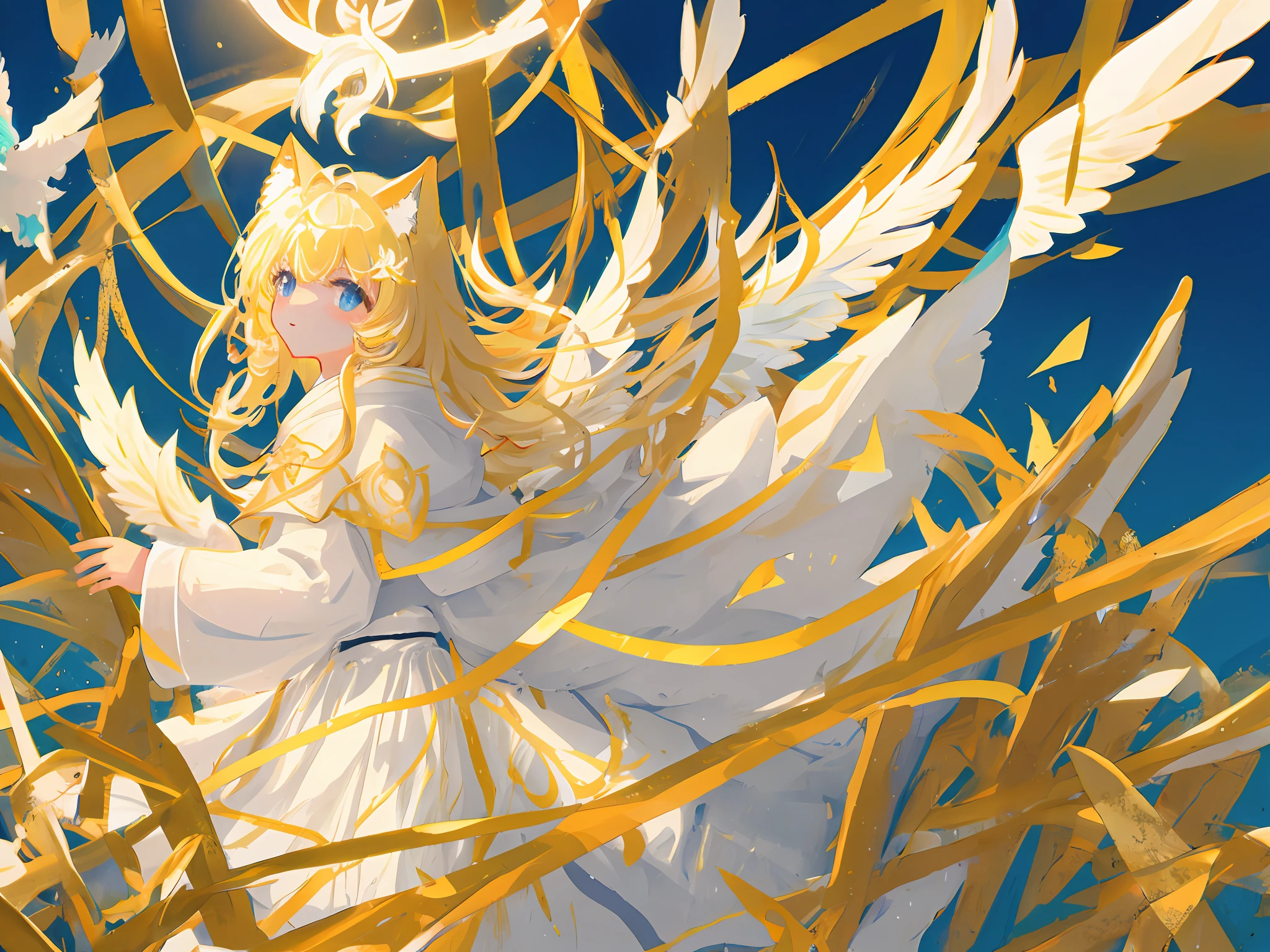 Golden white angelic dog