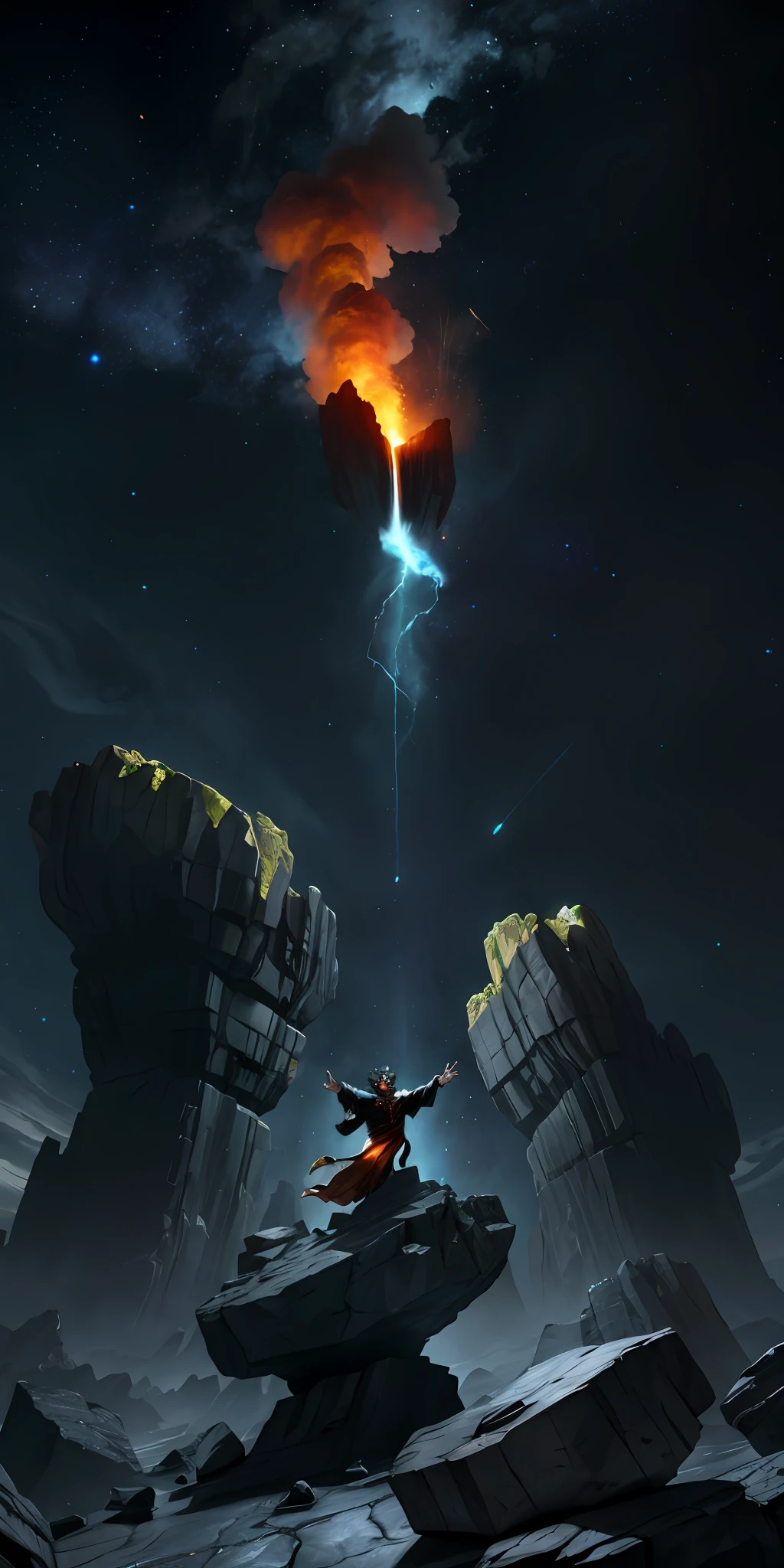 Big rock on fire