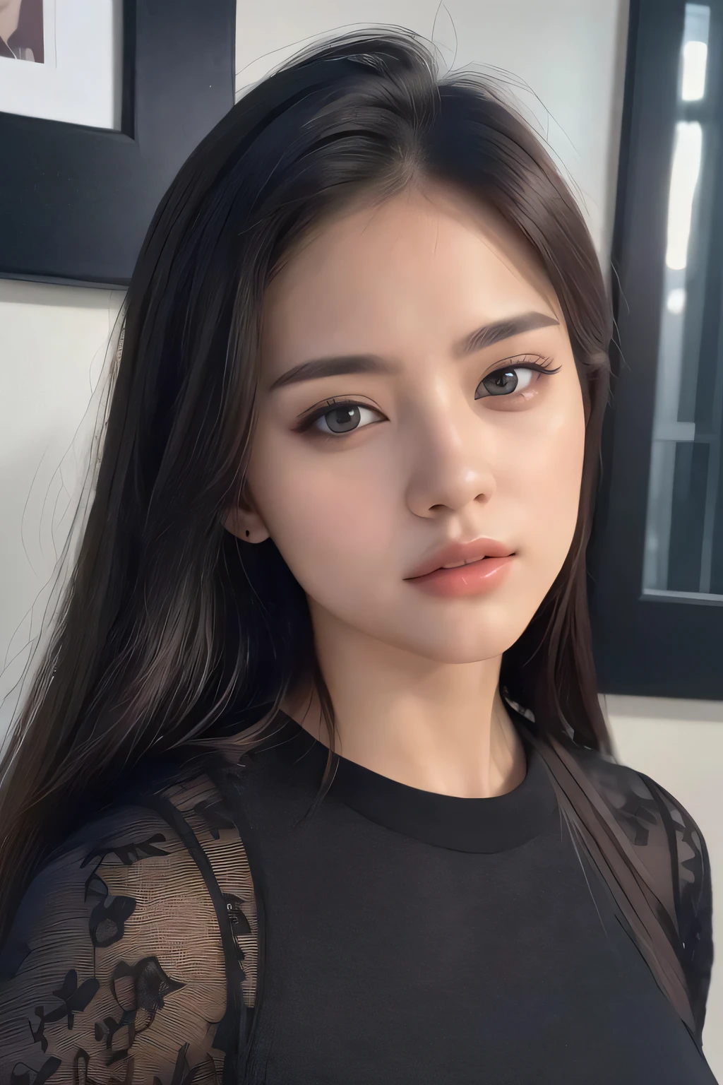 (8k, best quality, masterpiece:1.2),(realistic, photo-realistic:1.37),ultra-detailed,beautiful devil,upper body,face the front,looking at viewer,wearing black,