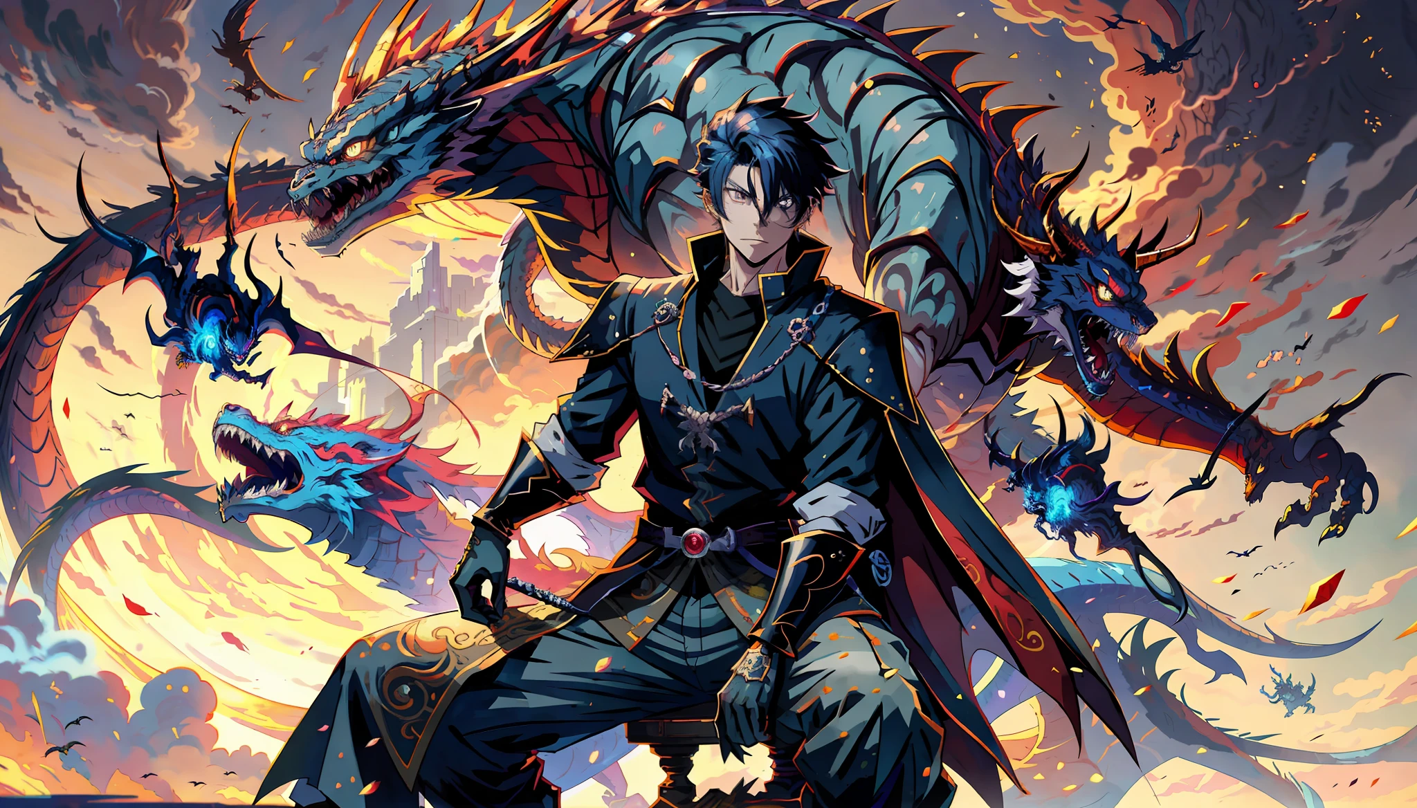 anime - style illustration of a man with a dragon on his back, epic anime fantasy, epic anime style, by Yang J, anime epic artwork, dragon knight, epic fantasy art style, human and dragon fusion, advanced digital anime art ”, anime fantasy illustration, badass anime 8 k, epic fantasy style art, anime in fantasy style, epic fantasy style, detailed digital anime art