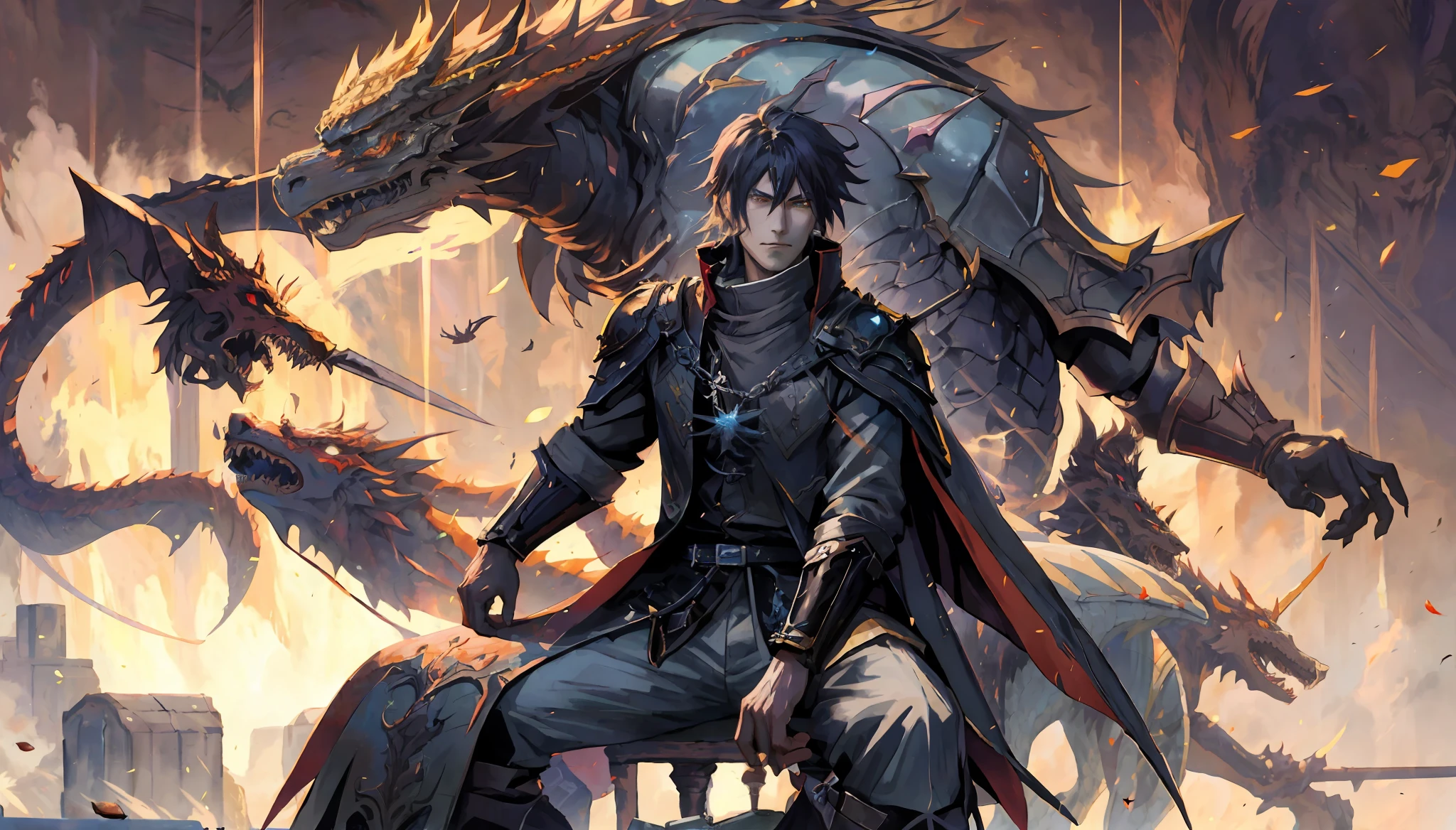anime - style illustration of a man with a dragon on his back, epic anime fantasy, epic anime style, by Yang J, anime epic artwork, dragon knight, epic fantasy art style, human and dragon fusion, advanced digital anime art ”, anime fantasy illustration, badass anime 8 k, epic fantasy style art, anime in fantasy style, epic fantasy style, detailed digital anime art