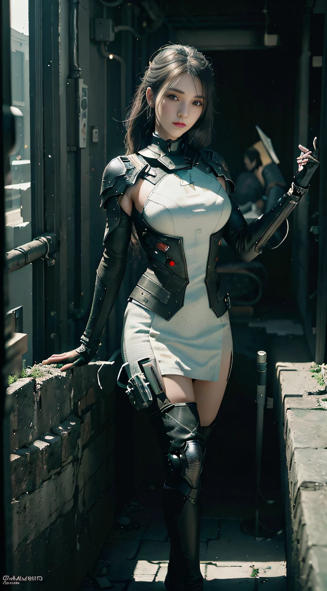 ((Best quality)), ((masterpiece)), (detailed:1.4), 3D, an image of a beautiful cyberpunk female,HDR (High Dynamic Range),Ray Tracing,NVIDIA RTX,Super-Resolution,Unreal 5,Subsurface scattering,PBR Texturing,Post-processing,Anisotropic Filtering,Depth-of-field,Maximum clarity and sharpness,Multi-layered textures,Albedo and Specular maps,Surface shading,Accurate simulation of light-material interaction,Perfect proportions,Octane Render,Two-tone lighting,Wide aperture,Low ISO,White balance,Rule of thirds,8K RAW,