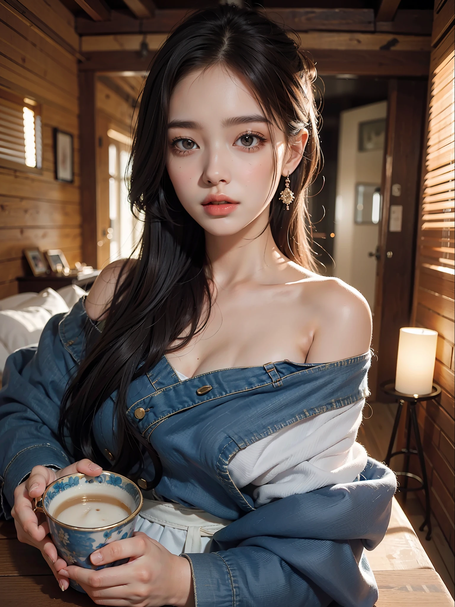 best quality, masterpiece, ultra high res, photorealistic, 1girl, offshoulder,