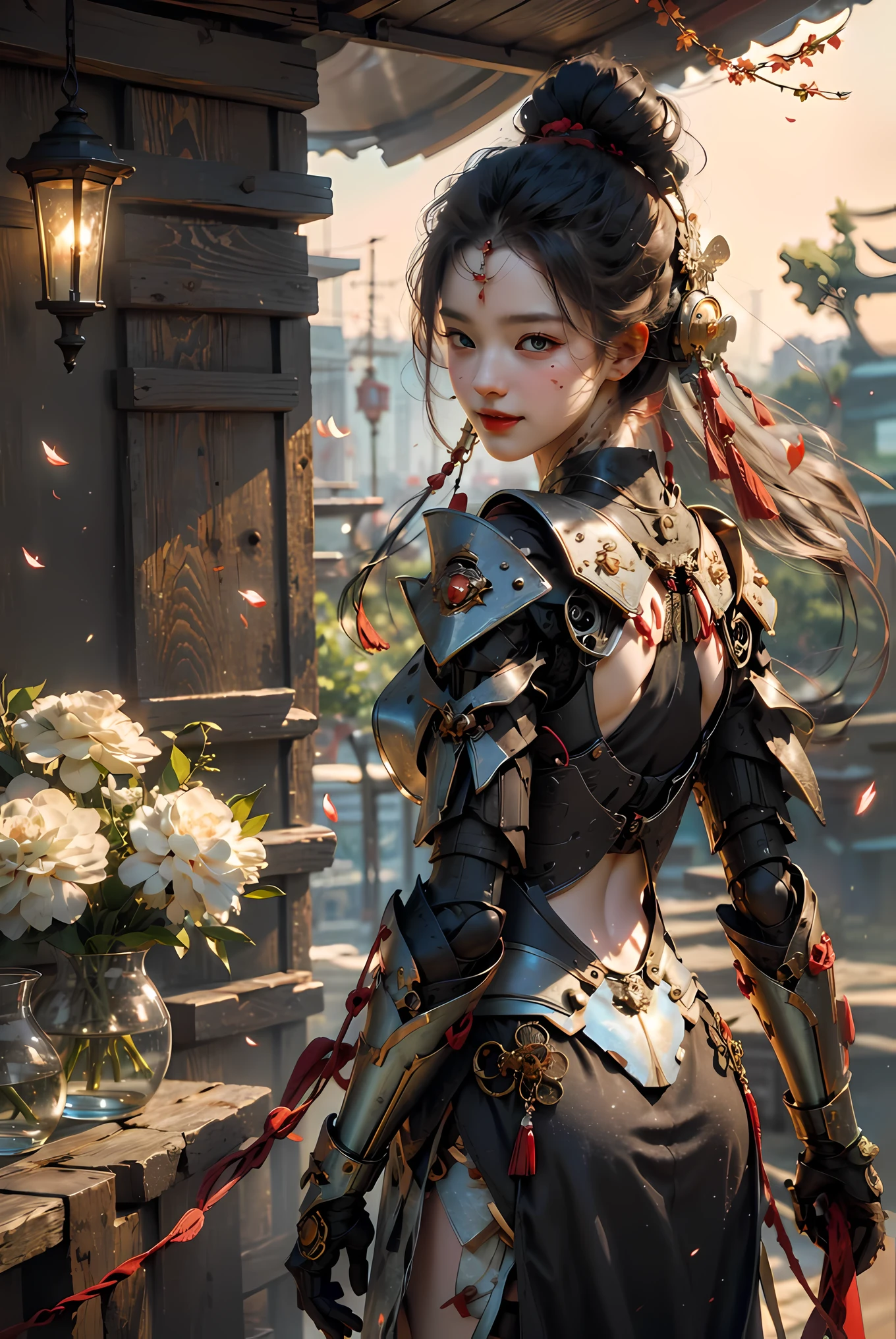 anime - style woman in a black dress with a sword and armor, artwork in the style of guweiz, by Yang J, beautiful character painting, cgsociety and fenghua zhong, chengwei pan on artstation, guweiz, very beautiful cyberpunk samurai, 2. 5 d cgi anime fantasy artwork, beautiful digital artwork, 🌺 cgsociety