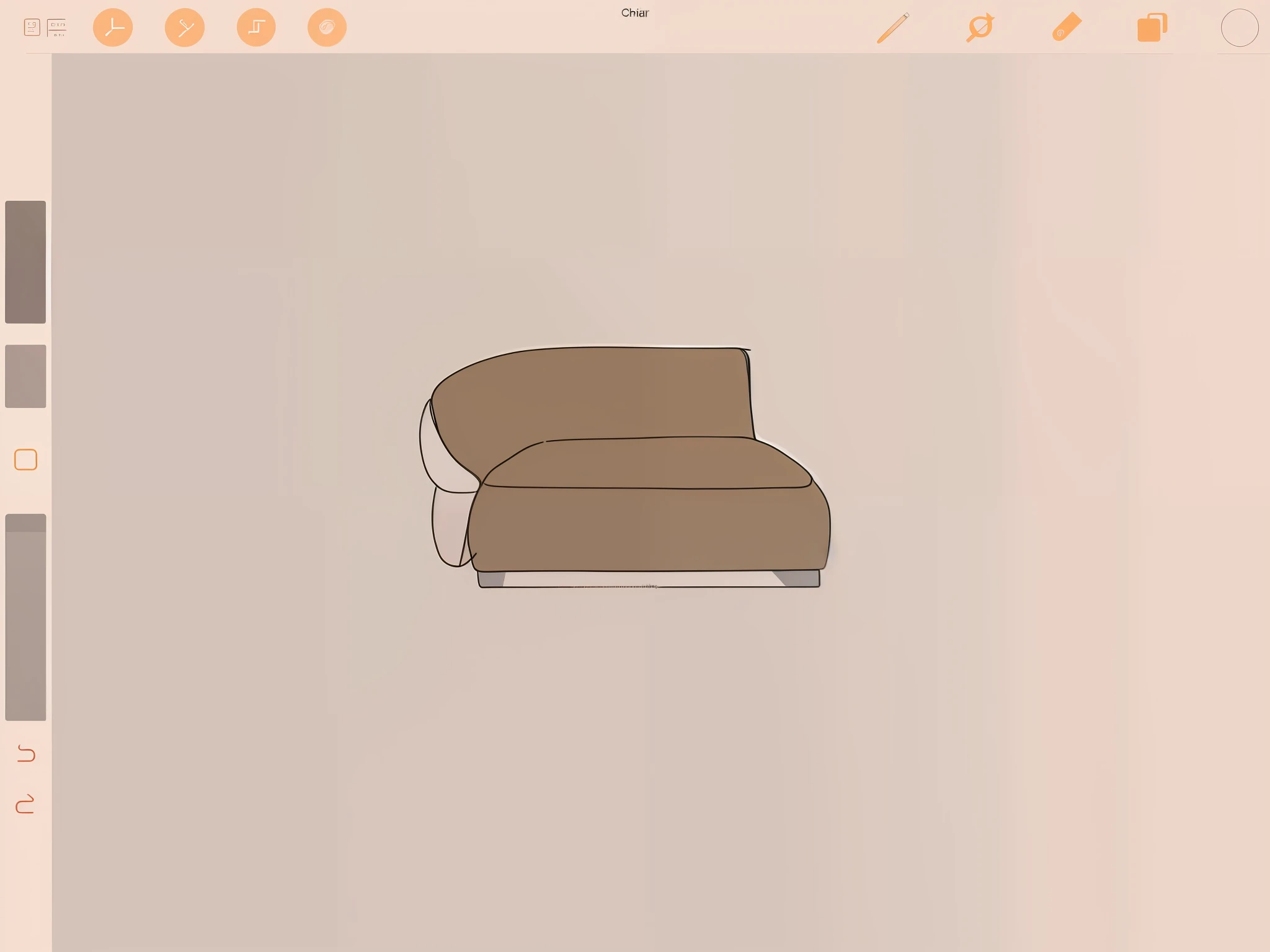 a drawing of a chair in a drawing software, loundraw, accurately drawn details, line sketch, flat drawing, couch, smooth drawing, top down drawing, smooth draw, simple shading, minimalistic drawing, how to draw, line-drawing, line drawing, sketching, digitally draw on wacom tablet, old couch, very flat shading, simple drawing, thick line art