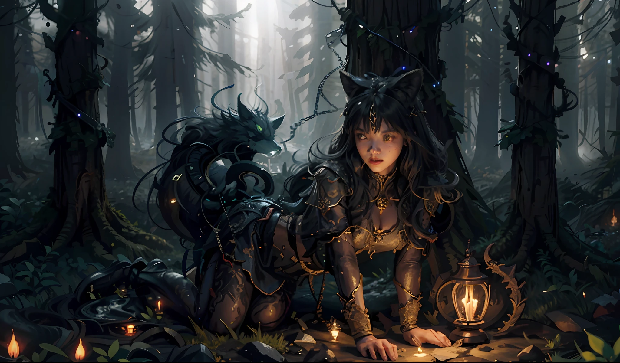 (Wolf's Giant Claw, Wolf Green Glaucoma: 1.2), (Wolves Surround Her: 1.6), Murderous, Combative, (Blood Moon: 1.4), Cold, Flame, Cobwebs, Candles, (Torture Instruments: 1.1), (Floating Colorful Sparks: 1.2), (Energy Beam: 1.3), Cyberpunk Neon, Volcanoes, (Lava: 1.1), Doomsday Atmosphere, Soaring Flames, Candlelight, Desperate and Helpless Prisoners, Prisons, Prisons, East Asian Architecture, Ancient China, Skeletons, Horror, Creepy, Bloody , huge war battle scene, epic clash, two armies, battle scene, epic battle, war)))), break, (PureErosFace_V1:0.5), (ulzzang-6500:0.5), filmg, midwind, (kbxll:0.6), break, 1girl, solo, looking at the audience, flat bangs, (young cute beautiful 18 year old girl: 1.1), 3d face, beautiful girl, pretty , girlface, kpop idol, supermodel, woman posing for photos, stunning innocent symmetrical face, perfect body, medium chest, thin waist, thin legs, (High fine skin: 1.2), glowing eyes, goddess, natural skin texture, shiny skin, white skin, beautiful detailed face, detailed face, real skin texture, cute and delicate face, delicate face, golden ratio, golden ratio face, expression eyes, perfect face, perfect skin, flawless face, clear face, shiny hair, pale skin, proper body proportions, perfect anatomy, realistic skin texture, plump lips, glossy lips, natural makeup, beautiful bright pupils, slender figure, complex eyes, delicate pupils, delicate face and eyes, long eyelashes, blush , good hands, fine skin, oily skin, break, ((ash, battlefield, volumetric fog, gray fog, (Long white hair: 1.4), (Silk Psychedel: 1.1), cobwebs, (chains: 1.1), (moonlit night: 1.6), (Dark ancient dungeon: 1.2), heavily guarded cages, moonlight shining through small windows, (in the center of the picture is a female assassin struggling to break free from her chains: 1.4), (she breaks the thick iron chains with amazing strength: 1.3), (werewolf guarding the prison soldiers coming from all directions, armed with weapons: 1.5), (destroyed buildings: 1.2), (destroye