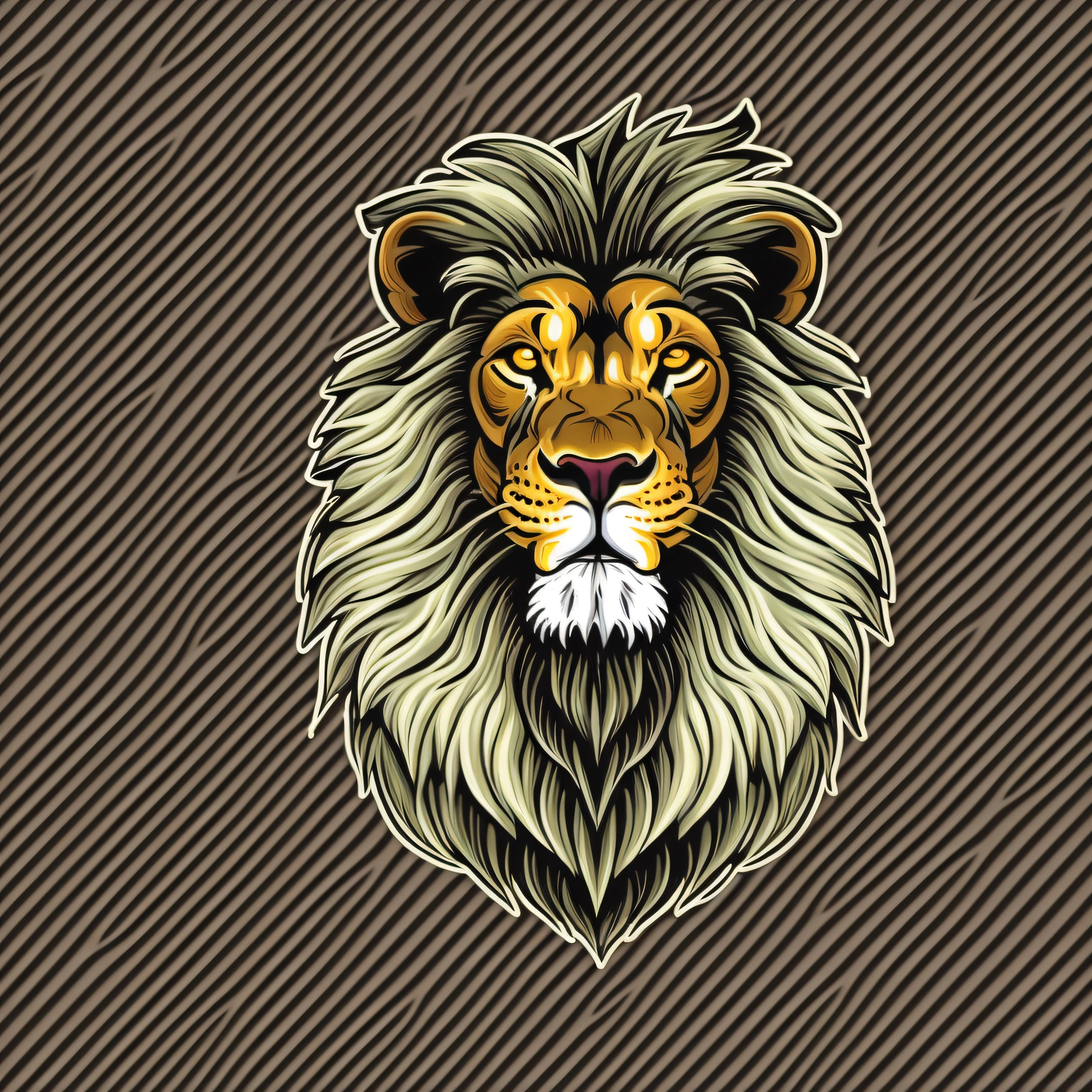 lion, vector, neutral background, symmetry, good anatomy, determined look, whole cup inside a circle, perfect body, perfect, symmetrical, sticker, detailed,