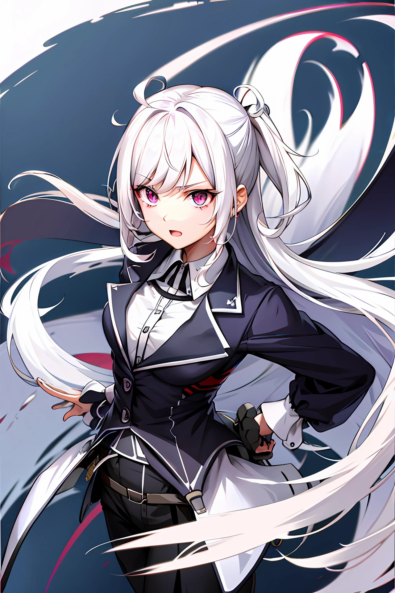 Anime_girl white_hair suit serious