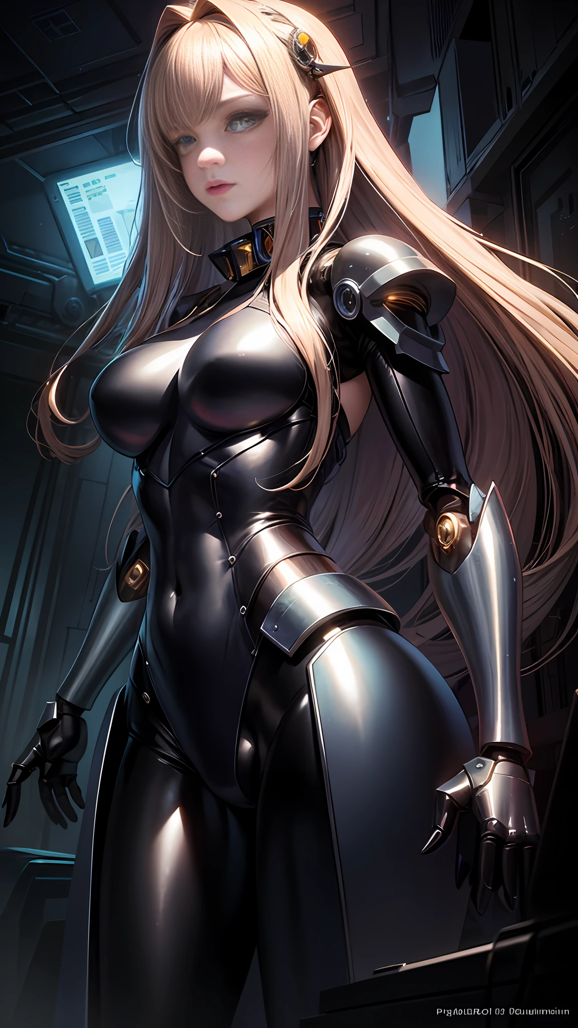 masterpiece, best quality,
1girl, solo, long hair, photorealistic,
(finely detailed beautiful eyes: 1.2),open clothes, glowing eyes, shiny hair, lustrous skin,((1 life-like robot)), metal construction, wires and cables, (glowing eyes), (mechanical arms), science fiction,(large mecha arm),cowboy shot, energy tank,