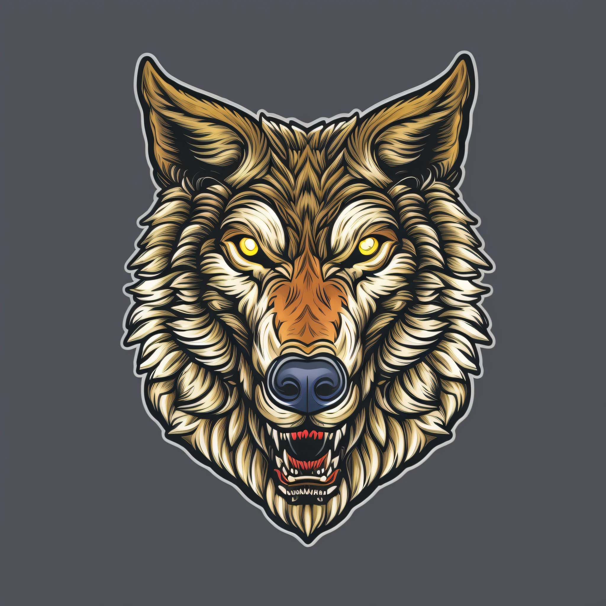 wolf, vector, neutral background, symmetry,good anatomy,determined look,whole cup inside a circle,perfect body,perfect hands,perfect armor,symmetrical armor,sticker,detailed