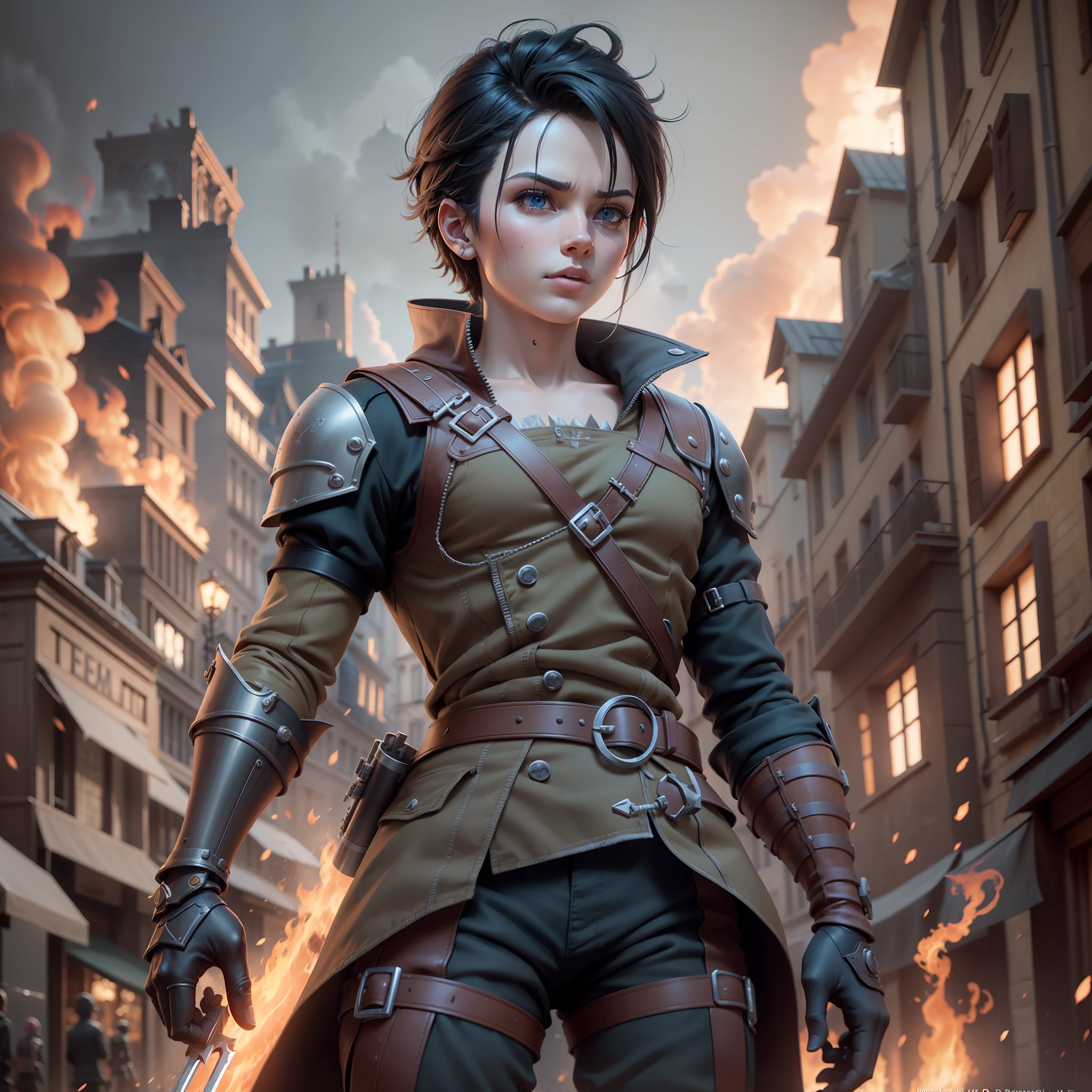 Pinocchio in paris on fire with a sword and a mechanical arm,wooden boy,puppet,french revolution,Gothic,Unreal Engine 5 4K UHD image, Unreal Engine 5 », Unreal Engine 5 Tech Demo, menacing. Unreal 5, Unreal Engine 5 Showcase, Unreal Engine 5 Demo, Unreal Engine 5 Detail, Cinematic Unreal Engine 5, Unreal Engine 5 : :