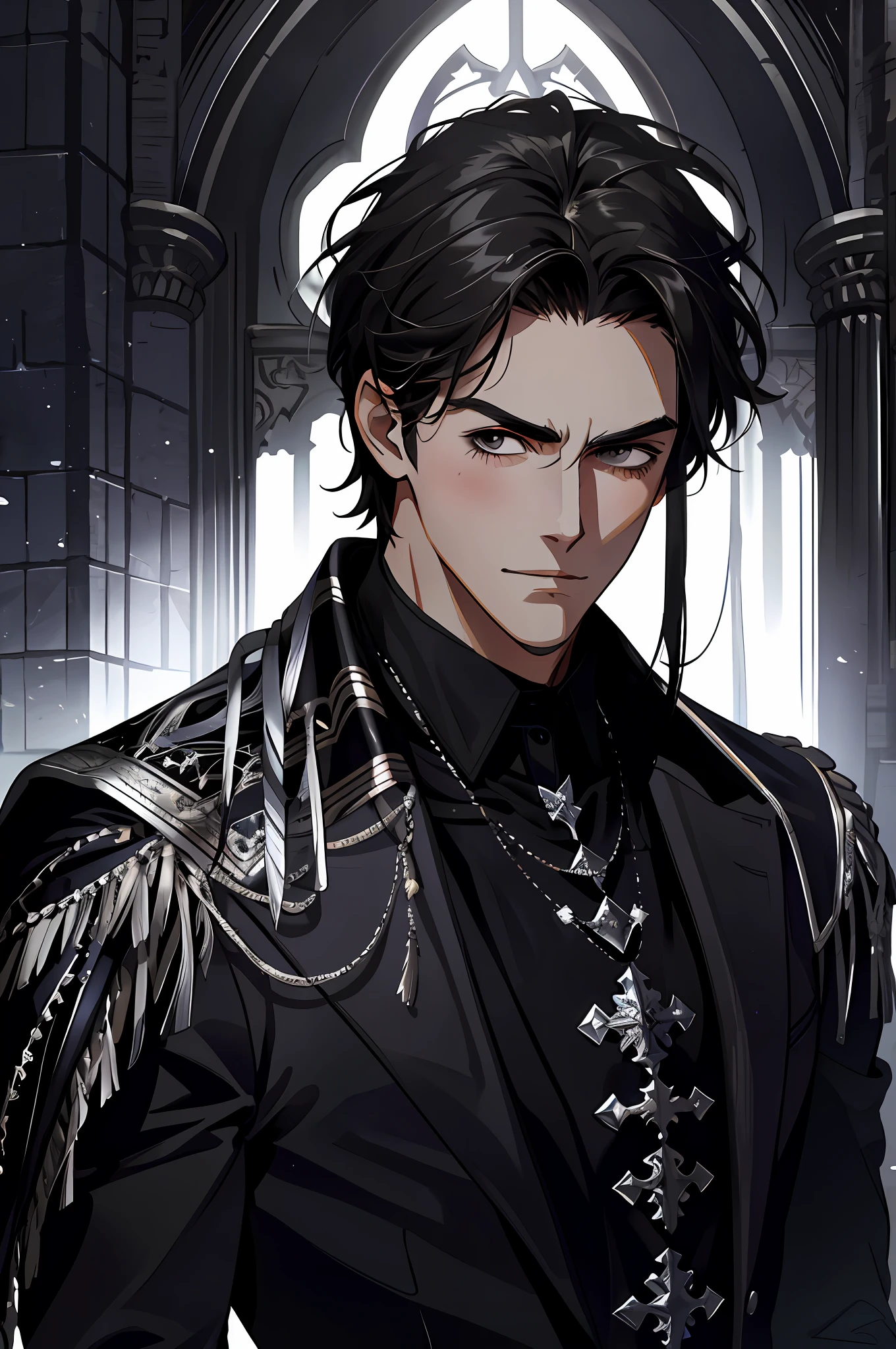 excited, naughty face, raised right eyebrow, light blush
