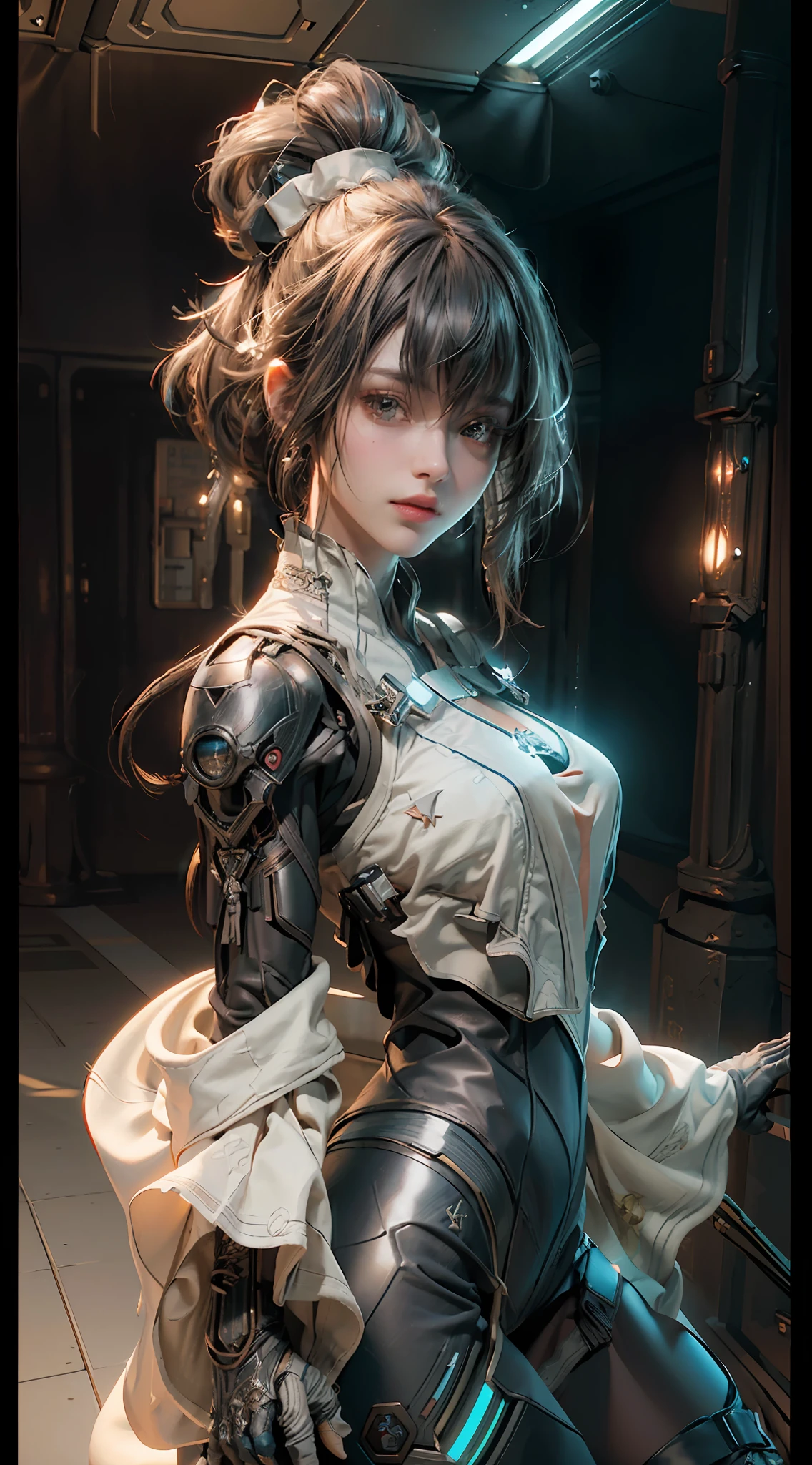 ((Best quality)), ((masterpiece)), (detailed:1.4), 3D, an image of a beautiful cyberpunk female,HDR (High Dynamic Range),Ray Tracing,NVIDIA RTX,Super-Resolution,Unreal 5,Subsurface scattering,PBR Texturing,Post-processing,Anisotropic Filtering,Depth-of-field,Maximum clarity and sharpness,Multi-layered textures,Albedo and Specular maps,Surface shading,Accurate simulation of light-material interaction,Perfect proportions,Octane Render,Two-tone lighting,Wide aperture,Low ISO,White balance,Rule of thirds,8K RAW,