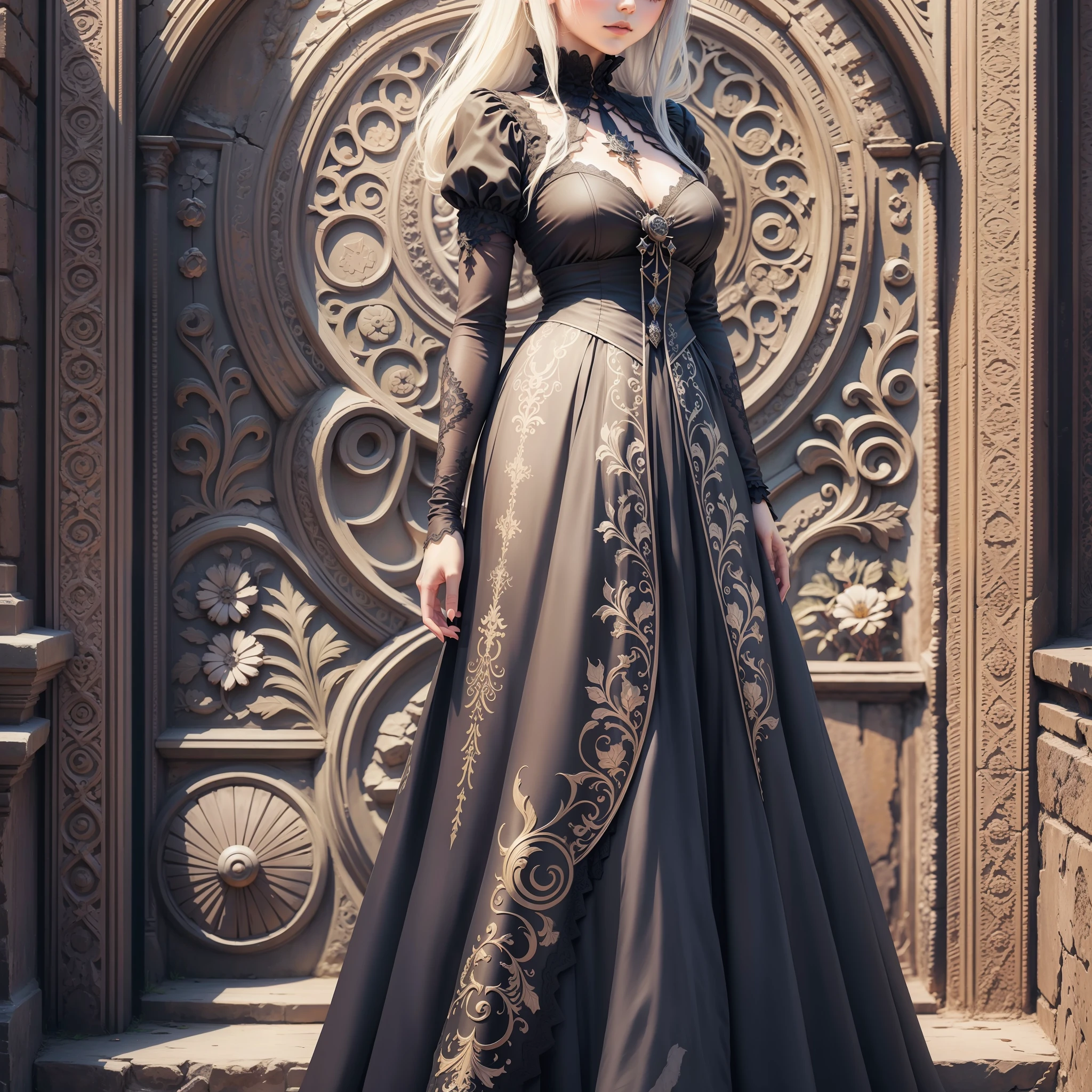 Gothic maiden complex dress delicate face. Ancient buildings gorgeous. --auto --s2