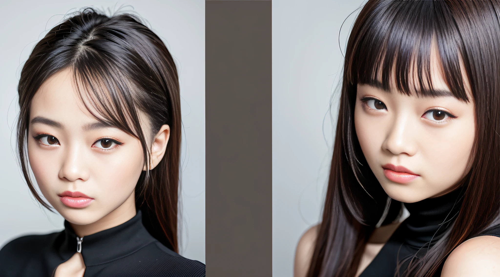 Close-up shots of a Chinese female model's face from different angles. Thecomposition should be shot with a Canon EOS 5D Mark IV DSLR camera, using an EF 85mmf/1.8 USM lens for a slightly compressed perspective and a shallow depth of field. The imageshould be highly detailed, with a resolution of 16K ar 16:9 seed 1297013887
