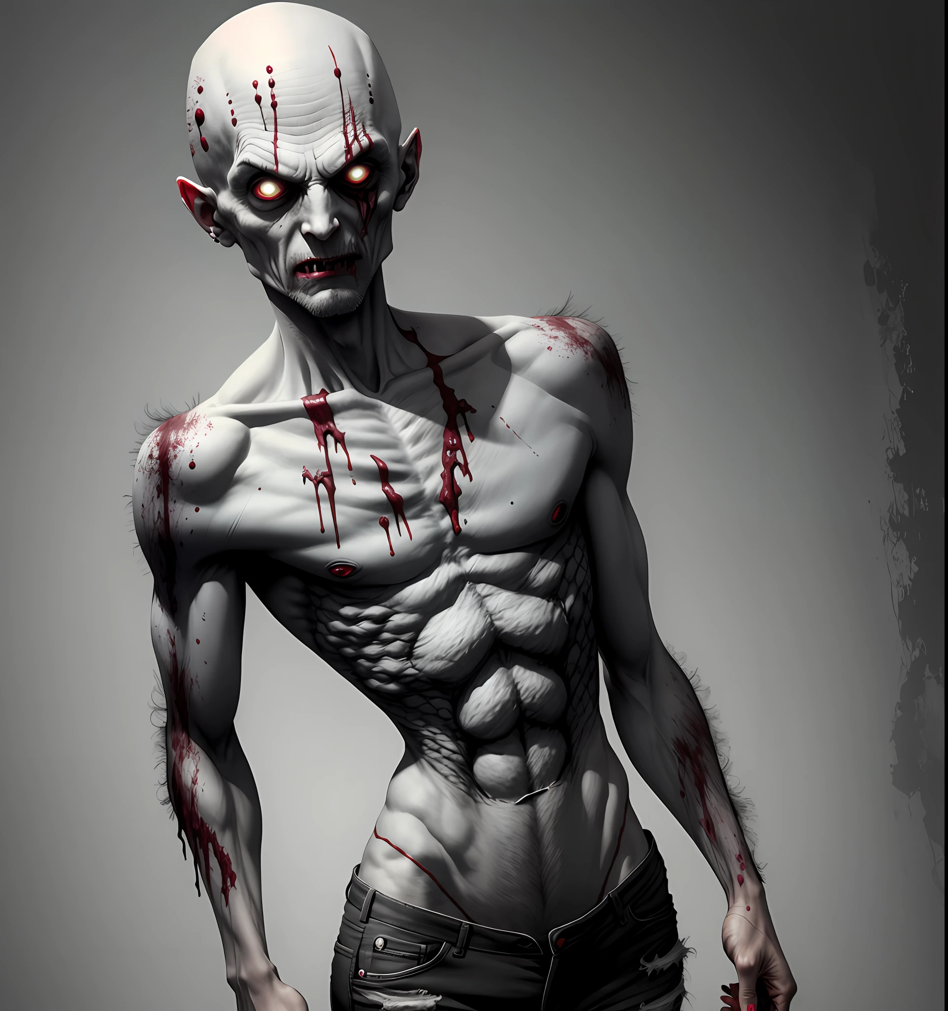 Zombie Skinny Putrefying Bald Grey Scary