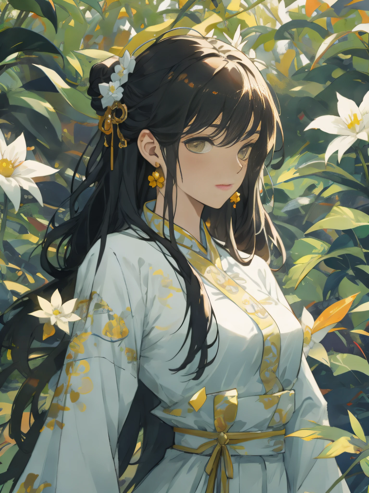 A girl, ancient Chinese costume, whole body, sunshine, clear face, clean white background, masterpiece, super detail, epic composition, ultra HD, high quality, extremely detailed, official art, uniform 8k wallpaper, super detail, 32k