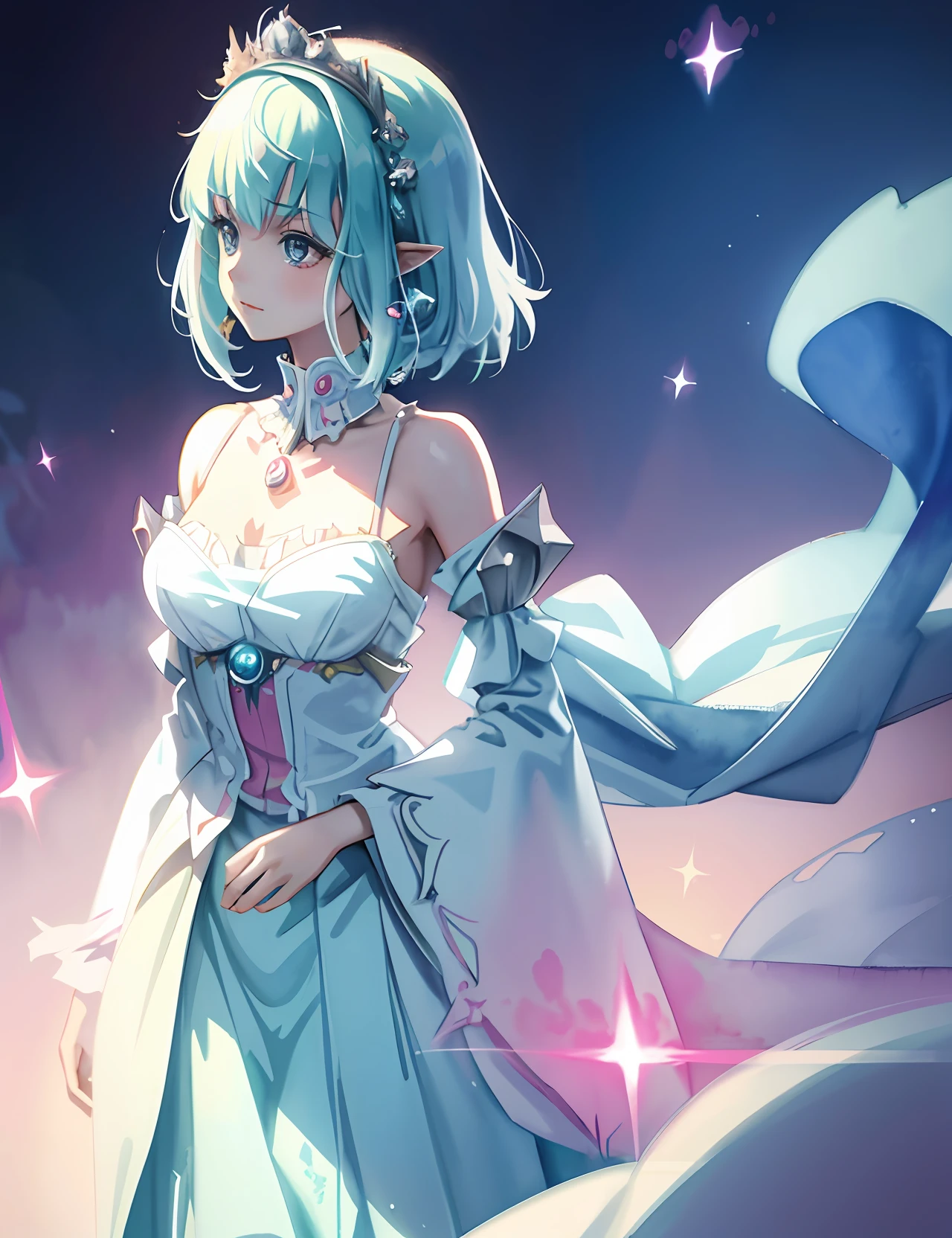 perfectly structured, (watercolor), digital illustration, anime style, dirty, the immaculate (princess of light:1.2), (delicate, sublime:1.2), beautiful beyond words, highly detailed, volumetric lighting, kawaii pastel colors, dynamic composition, sharp and crisp image, done in photoshop