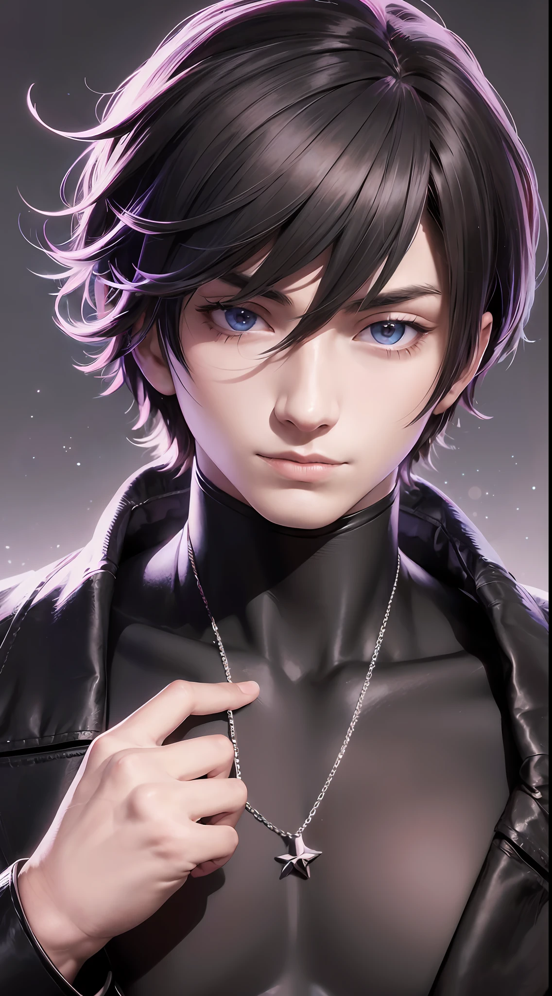 Anime male protagonist. Mysterious and enigmatic
. Unique and original
. Unconventional and non-conformist
. Ambitious and visionary
. Sophisticated and refined;
. Impressive and imposing
. Calm and composed
. Serious and reserved
. Silent and reserved) hyper detail, high resolution, super detail, best quality, amazing, top quality, extremely detailed CG Unity 8k wallpaper, cinematic lighting, cyberpunk, dark boy, --auto --s2