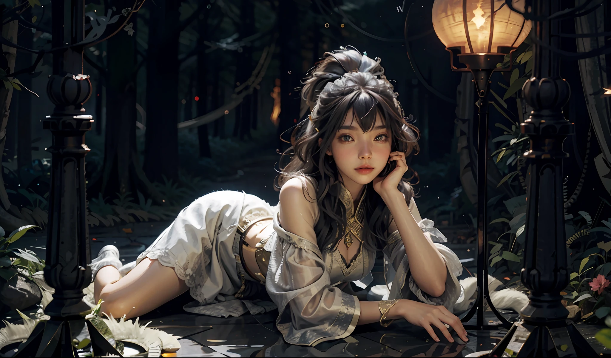 Wolf, (Wolf's Giant Claw, Wolf Green Light: 1.2), (Wolves Surround Her: 1.6), Murderous, Combative, (Blood Moon: 1.4), Cold, Flame, Cobweb, Candle, (Torture Device: 1.1), (Floating Colorful Spark: 1.2), (Energy Beam: 1.3), Cyberpunk Neon, Volcano, (Lava: 1.1), Doomsday Atmosphere, Soaring Flames, Candlelight, Desperate and Helpless Prisoners, Prisons, Prisons, East Asian Architecture, Ancient China, Skeletons, Horror, Creepy, bloody, huge war battle scene, epic clash, two armies, battle scene, epic battle, war))), break, (PureErosFace_V1:0.5), (ULZZANG-6500:0.5), FILMG, MIDWIND, (KBXLL:0.6), BREAK, 1GIRL, SOLO, LOOKING AT THE AUDIENCE, FLAT BANGS, (YOUNG CUTE BEAUTIFUL 18 YEAR OLD GIRL: 1.1), 3d FACE, BEAUTIFUL GIRL, pretty, girlface, glowing eyes, goddess, natural skin texture, shiny skin, white skin, beautiful detailed face, detailed face, real skin texture, cute and delicate face, delicate face, golden ratio, golden ratio face, expressive eyes, perfect face, perfect skin, flawless face, clear face, shiny hair, pale skin, proper body proportions, perfect anatomy, realistic skin texture, plump lips, glossy lips, natural makeup, Beautiful bright pupils, slender figure, complex eyes, delicate pupils, delicate face and eyes, long eyelashes, blush, good hands, fine skin, oily skin, BREAK, (((ash, battlefield, volumetric fog, gray mist, (white long hair: 1.4), (silk psychedelic soul: 1.1),