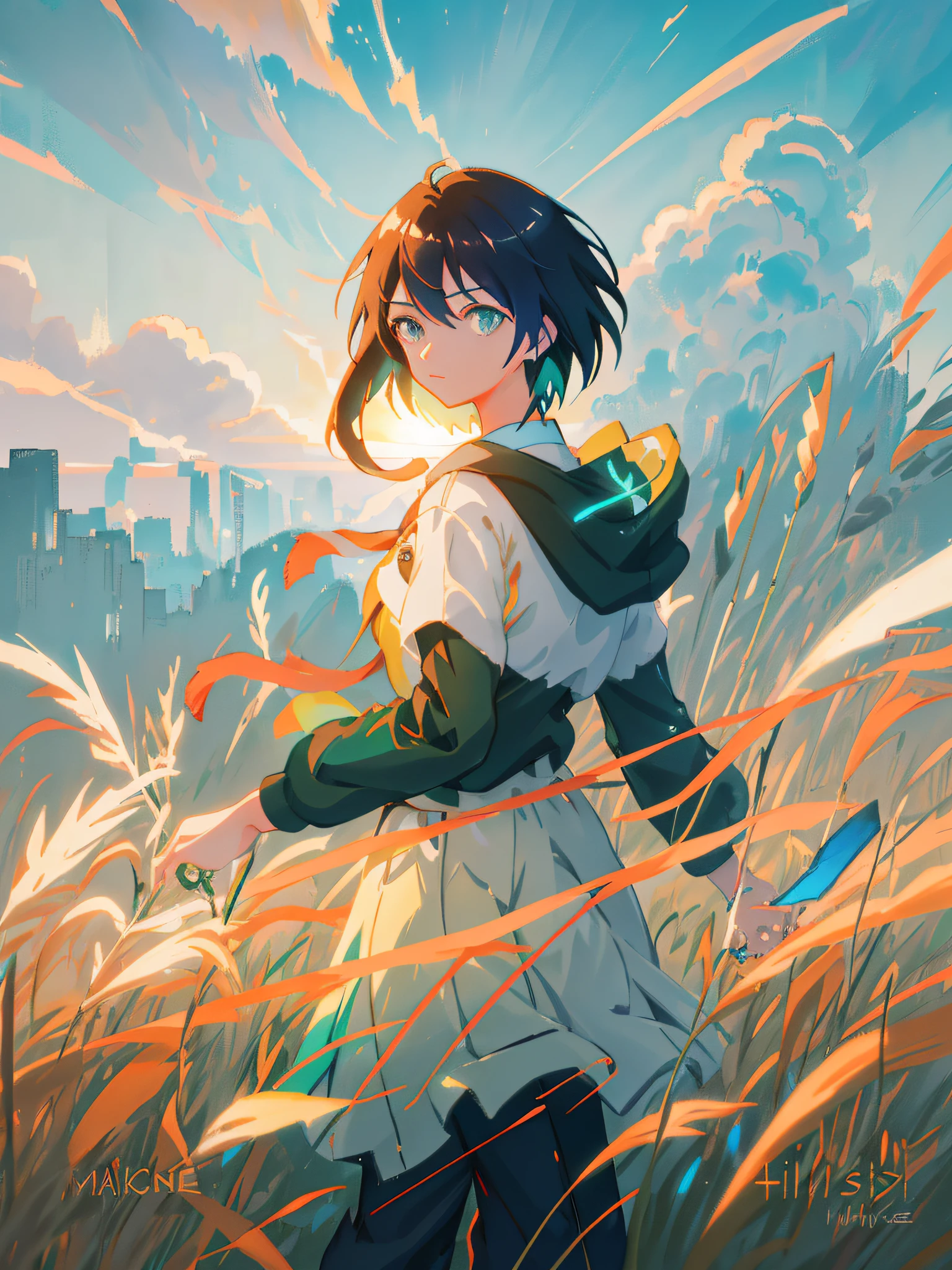 anime girl in a field of tall grass holding a kite, makoto shinkai cyril rolando, makoto shinkai art style, makoto shinkai!!, makoto shinkai!, ilya kuvshinov landscape, ( ( makoto shinkai ) ), anime art wallpaper 8 k, studio glibly makoto shinkai, style of makoto shinkai