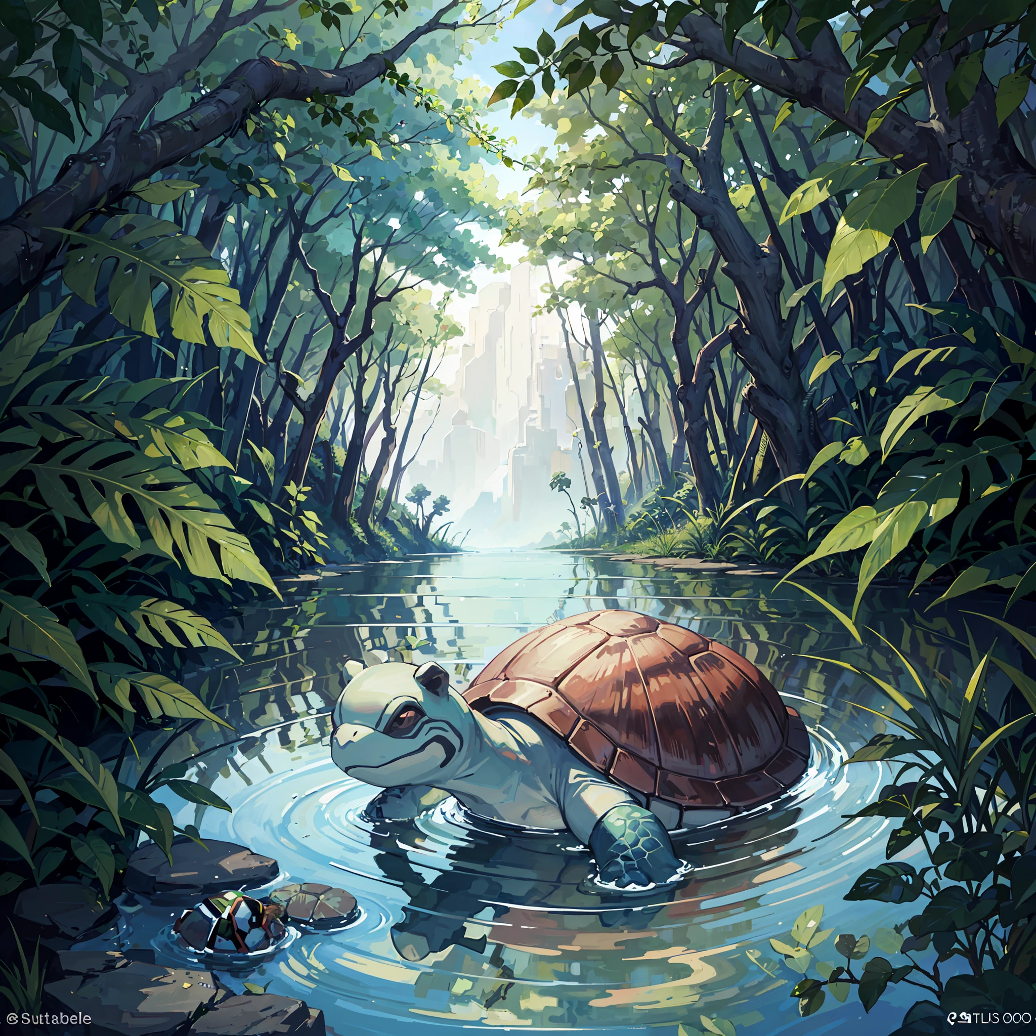 There was once a small turtle named Titus. Titus lived on a calm and tranquil lake, surrounded by a lush forest. He was curious and always wanted to explore beyond what he knew. --auto --s2