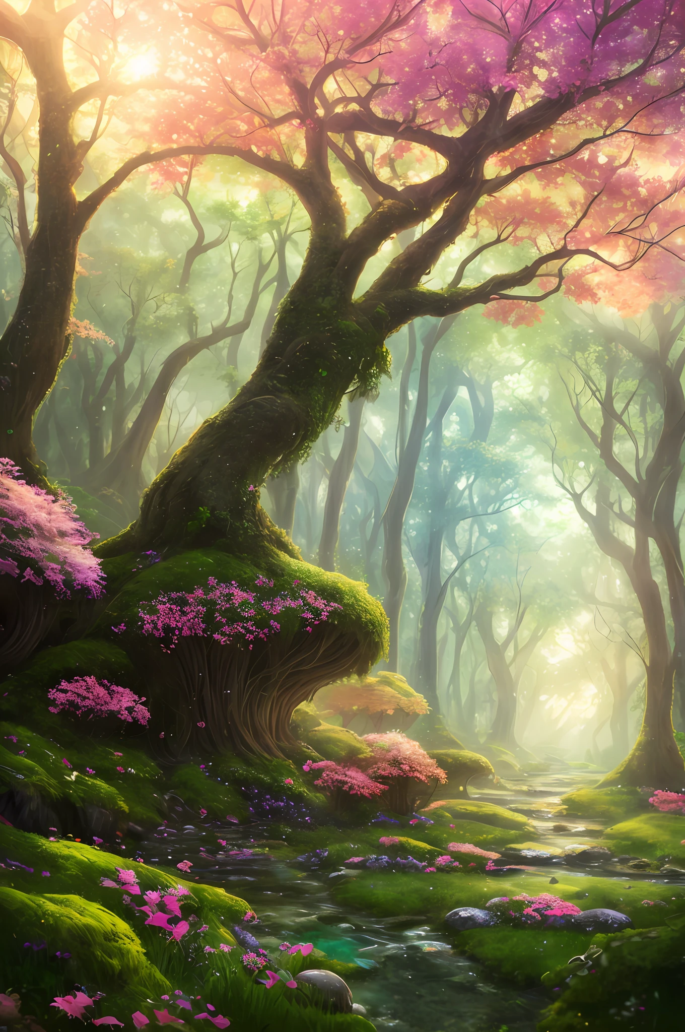 masterpiece, best quality, high quality,extremely detailed CG unity 8k wallpaper, An enchanting and dreamy scene of a fantasy forest, with towering trees, glowing mushrooms, and hidden fairy glens, creating a sense of mystique and enchantment, artstation, digital illustration, intricate, trending, pastel colors, oil paiting, award winning photography, Bokeh, Depth of Field, HDR, bloom, Chromatic Aberration ,Photorealistic,extremely detailed, trending on artstation, trending on CGsociety, Intricate, High Detail, dramatic, art by midjourney