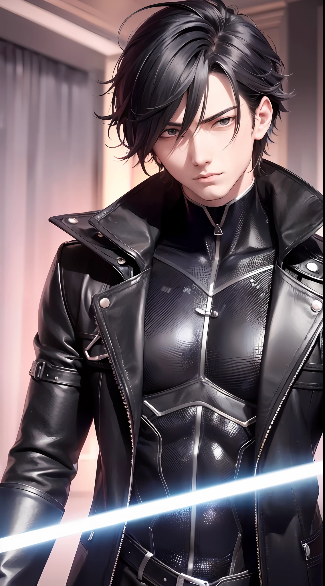 Anime male protagonist. Mysterious and enigmatic
. Unique and original
. Unconventional and non-conformist
. Ambitious and visionary
. Sophisticated and refined;
. Impressive and imposing
. Calm and composed
. Serious and reserved
. Silent and reserved) hyper detail, high resolution, super detail, best quality, amazing, top quality, extremely detailed CG Unity 8k wallpaper, cinematic lighting, cyberpunk, dark boy, --auto --s2