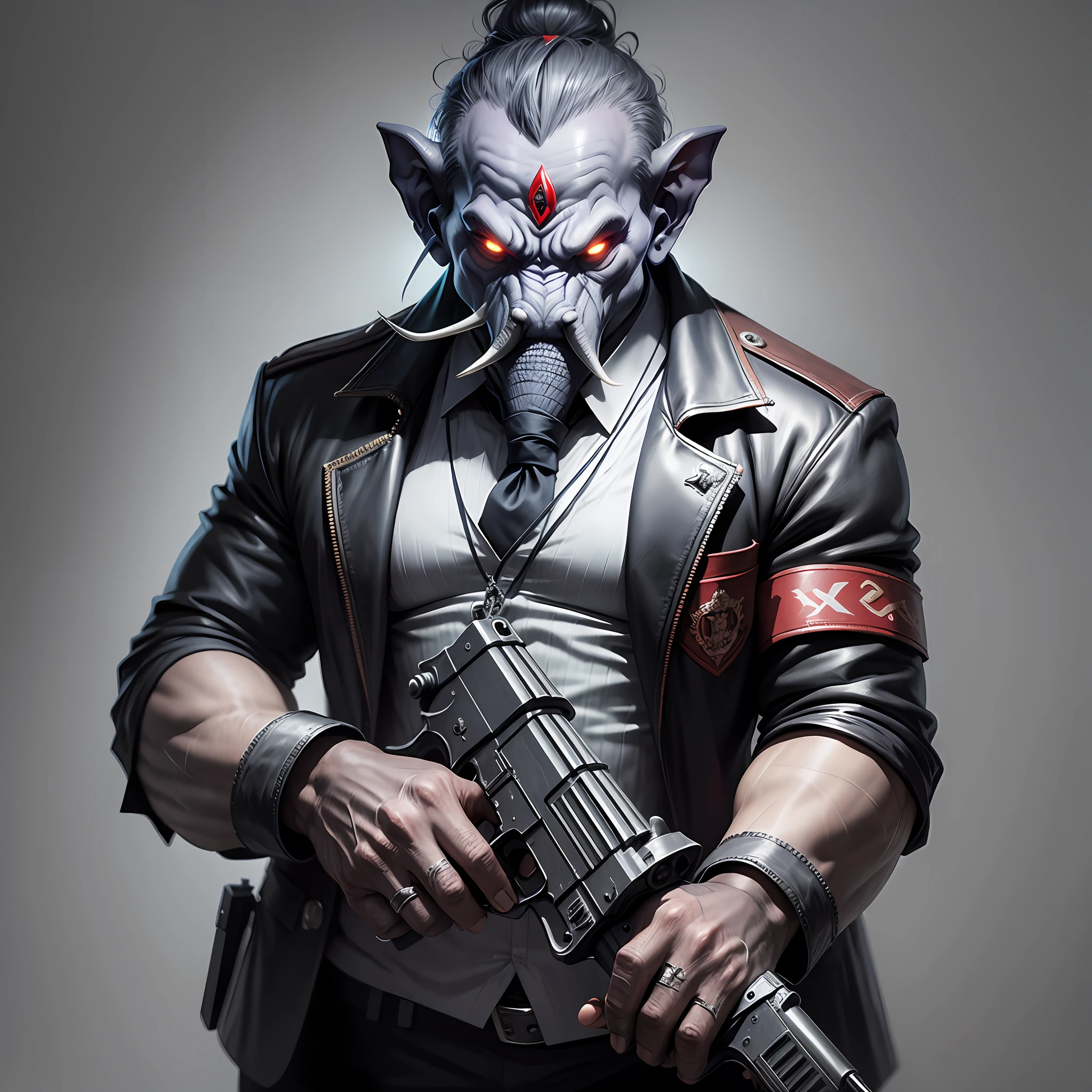 evil gangster ganesha, using ak47, dark art, obscure, darkweb, 4k --auto --s2