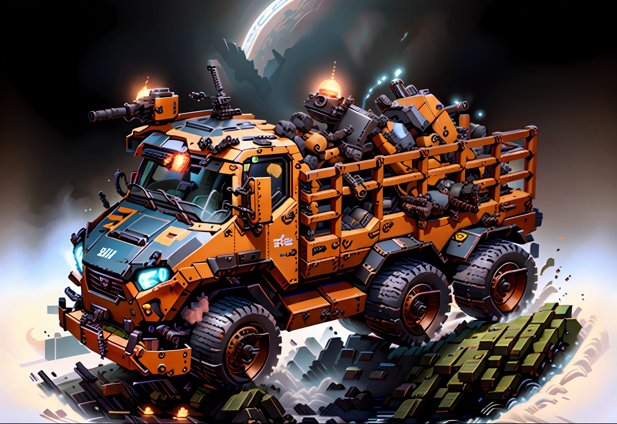 lego army truck with guns and a gun on the back, military carrier rig, truck, lego set, brand new lego set ( 2 0 2 1 ), detailed wide shot, full product shot, full lenght view, high res render, lego, halo warthog, medium wide shot, military vehicles, legos, tank, with 3d render, with 3 d render