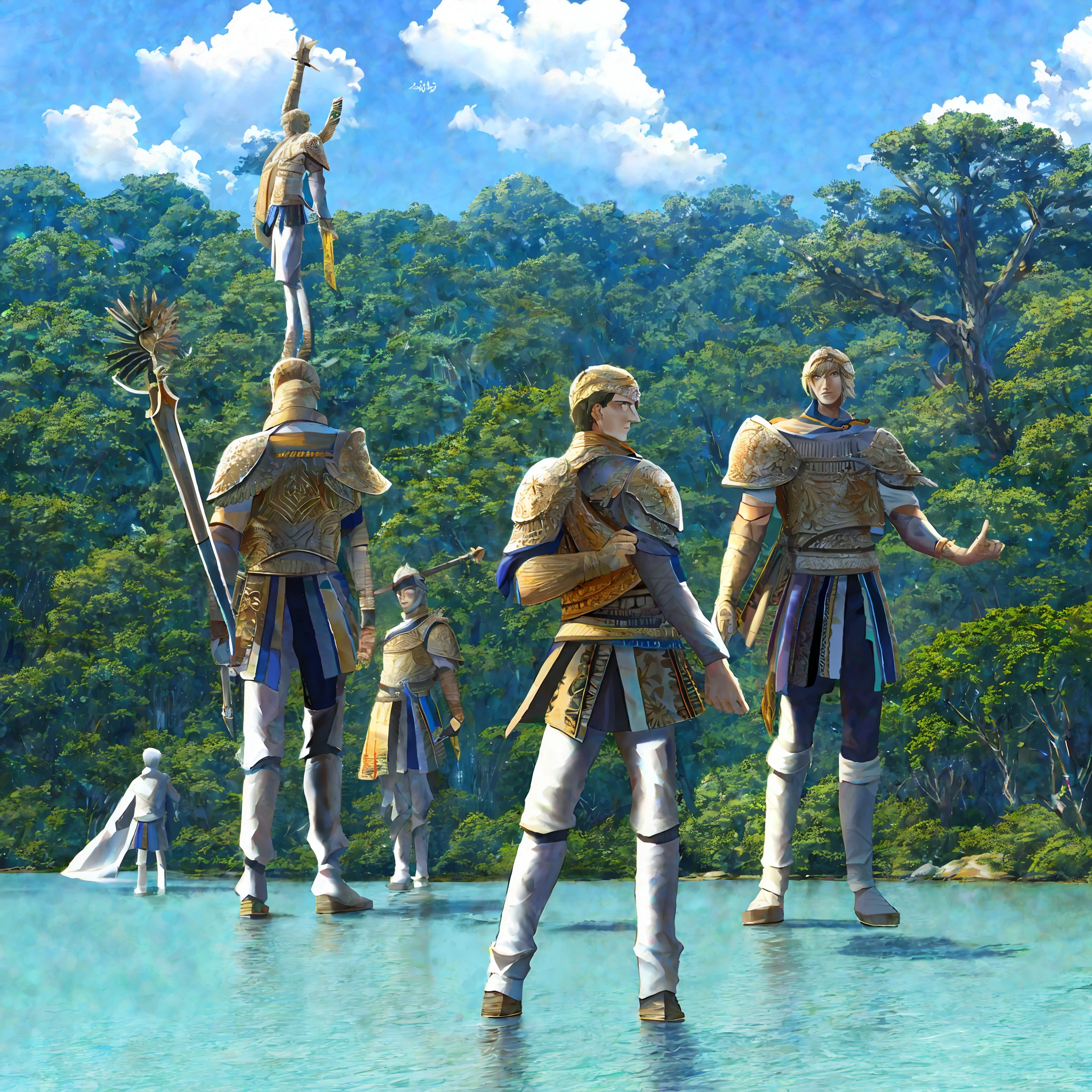 Warriors standing on water