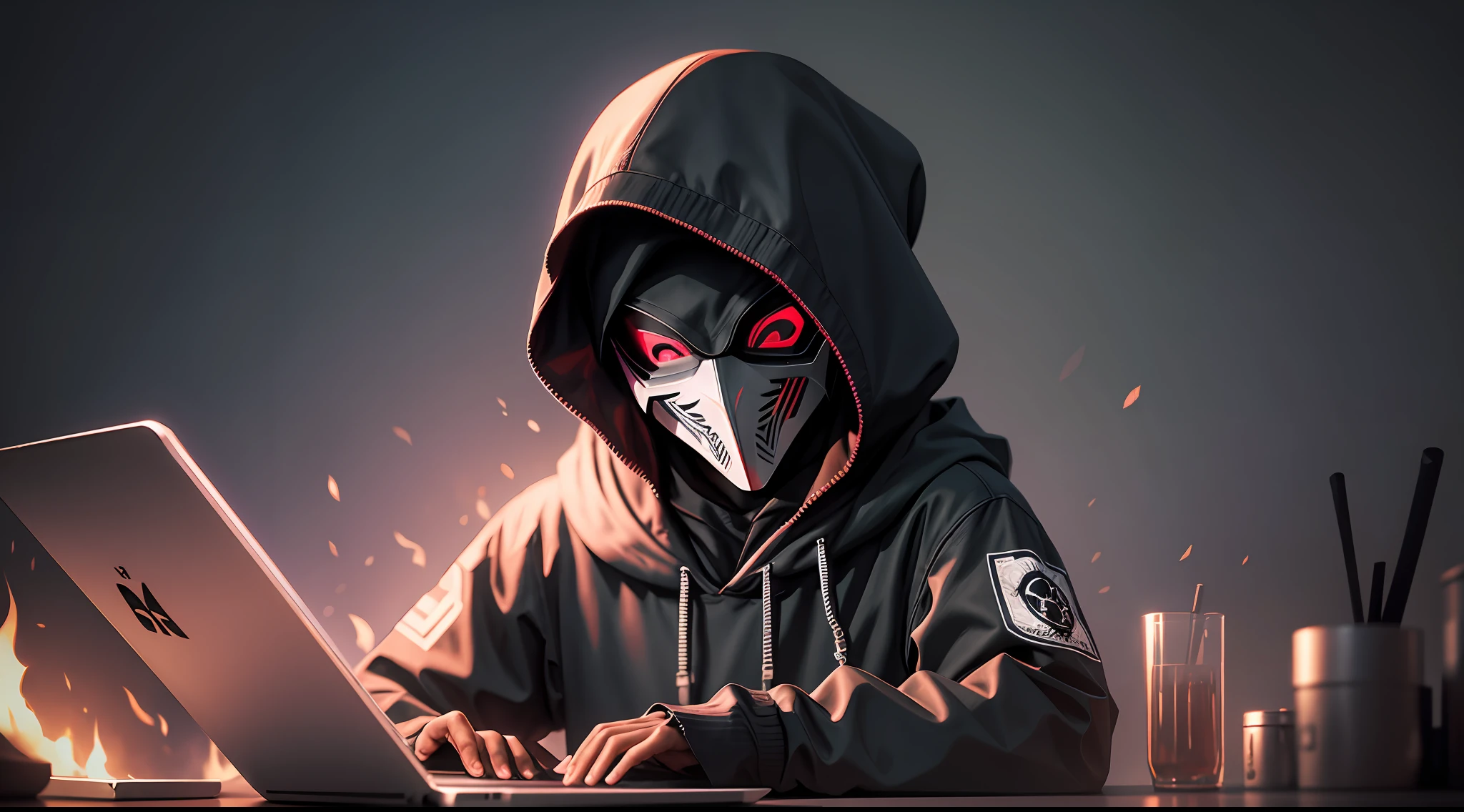 hacker,using anonymous mask,dark art, 4k --auto --s2