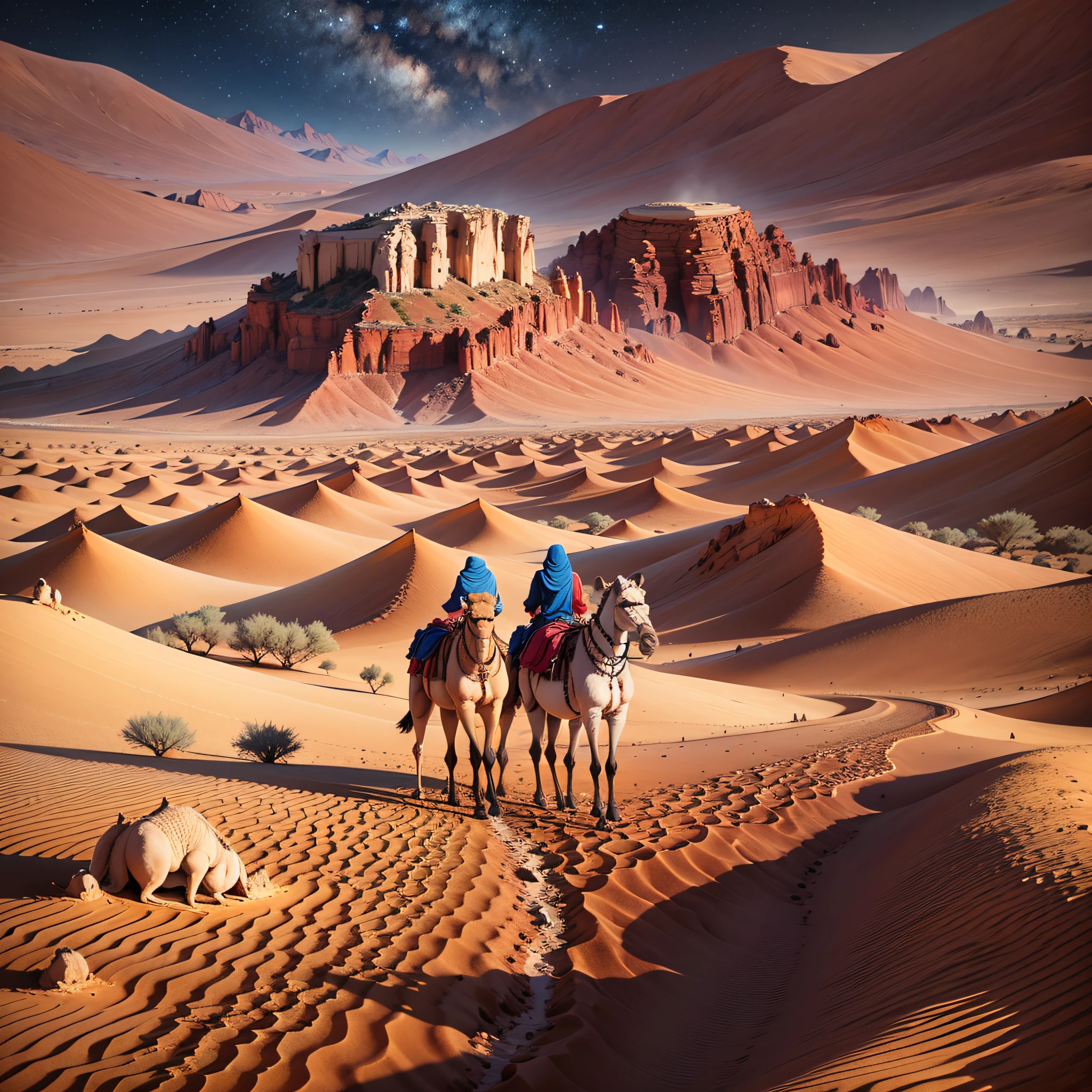 Desert, young people, camels --auto --s2