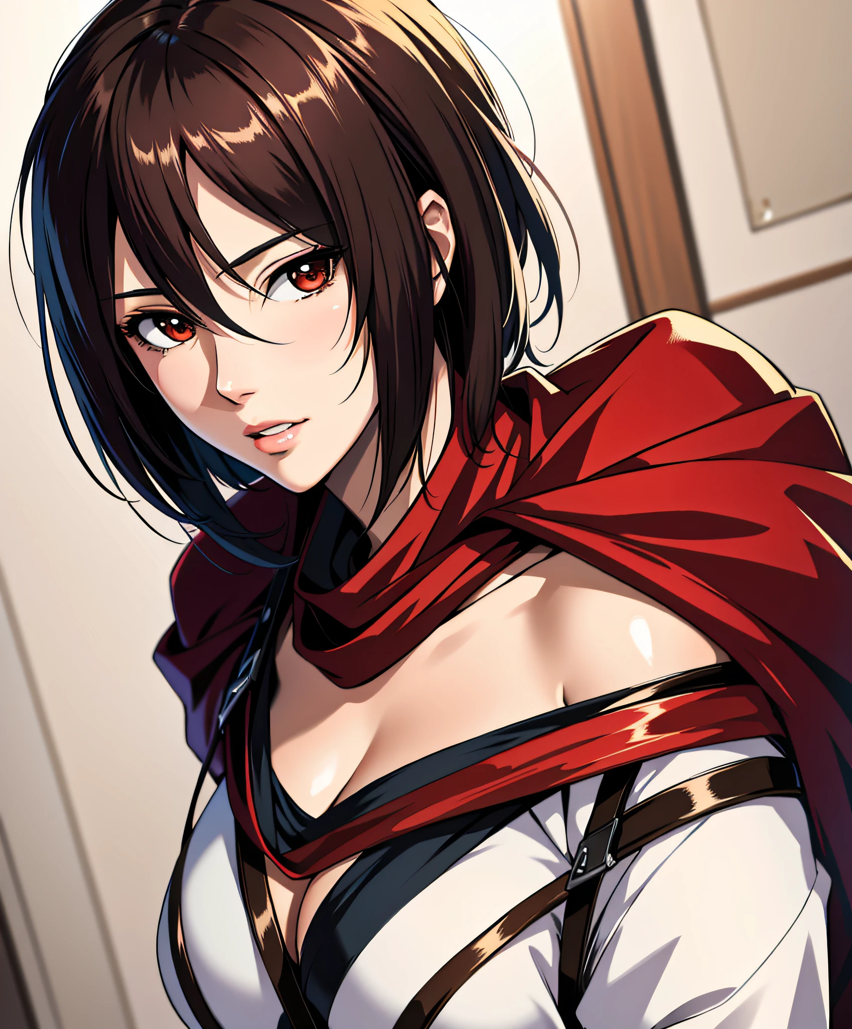 (masterpiece:1.2, best quality), photorealistic, (hyperrealistic:1.2), beautiful, Mikasa from AOT