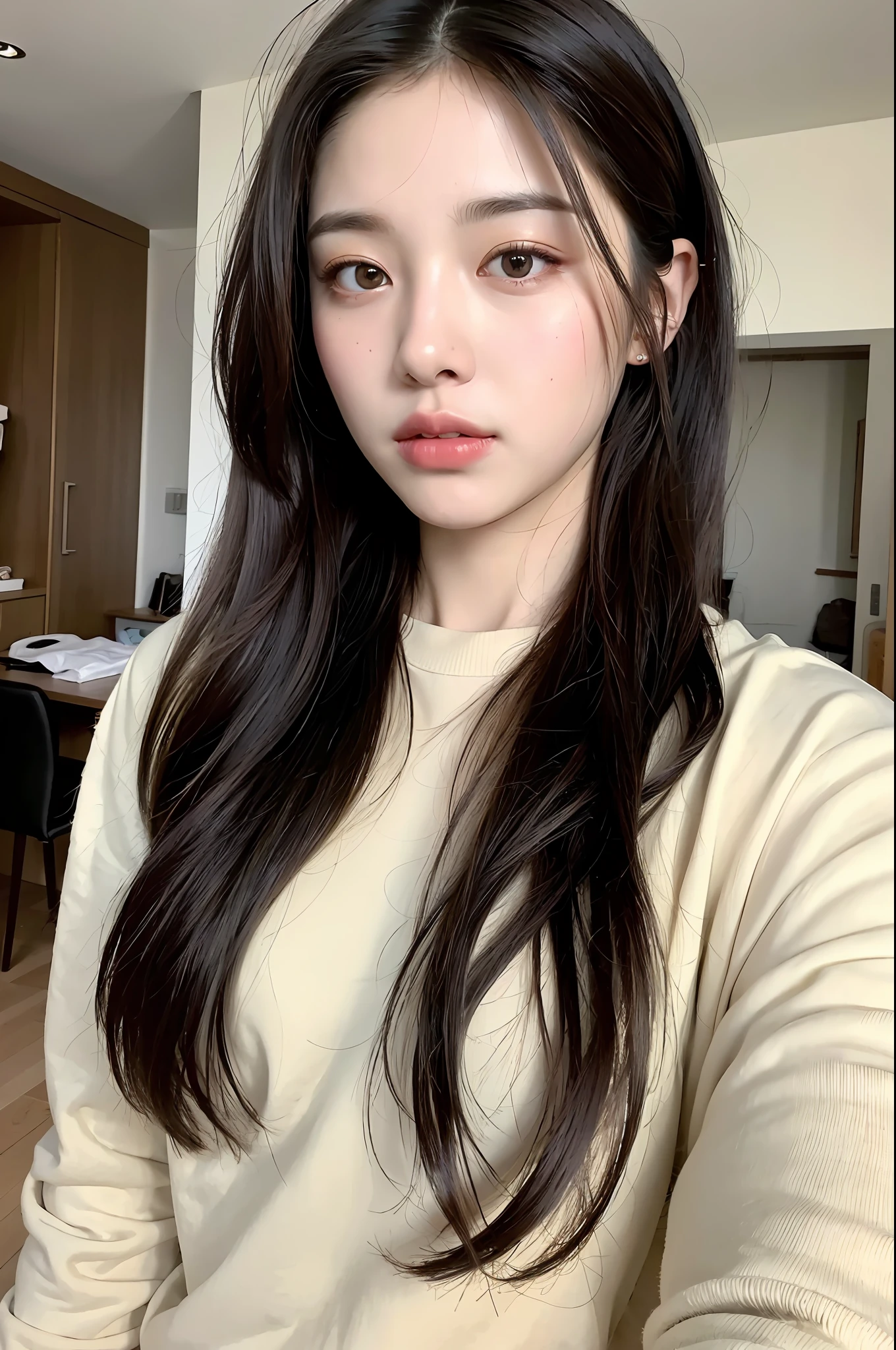 ((Best quality, 8k, Masterpiece :1.3)), 1girl,(random hairstyles), Casual outfit :1.2, Indoor, Ultra-detailed face, Detailed eyes, Double eyelid