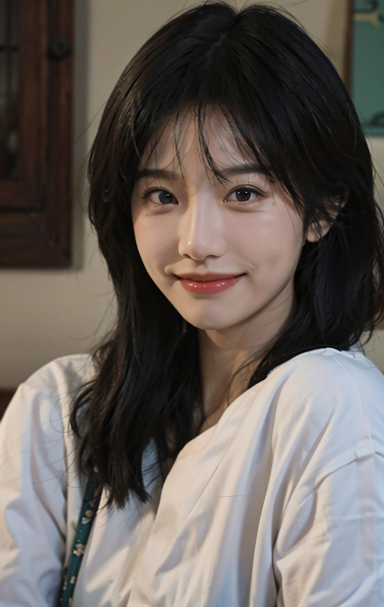 (8k), (best quality), (masterpiece:1.2), (realistic), (photorealistic:1.37), ultra-detailed, 1girl, cute, smile, closed mouth, beautiful detailed eyes, beautiful detailed nose, full body, 湿毛发,巨乳,达塞福猪仔,学生制服,短裙,粗大腿,超细节