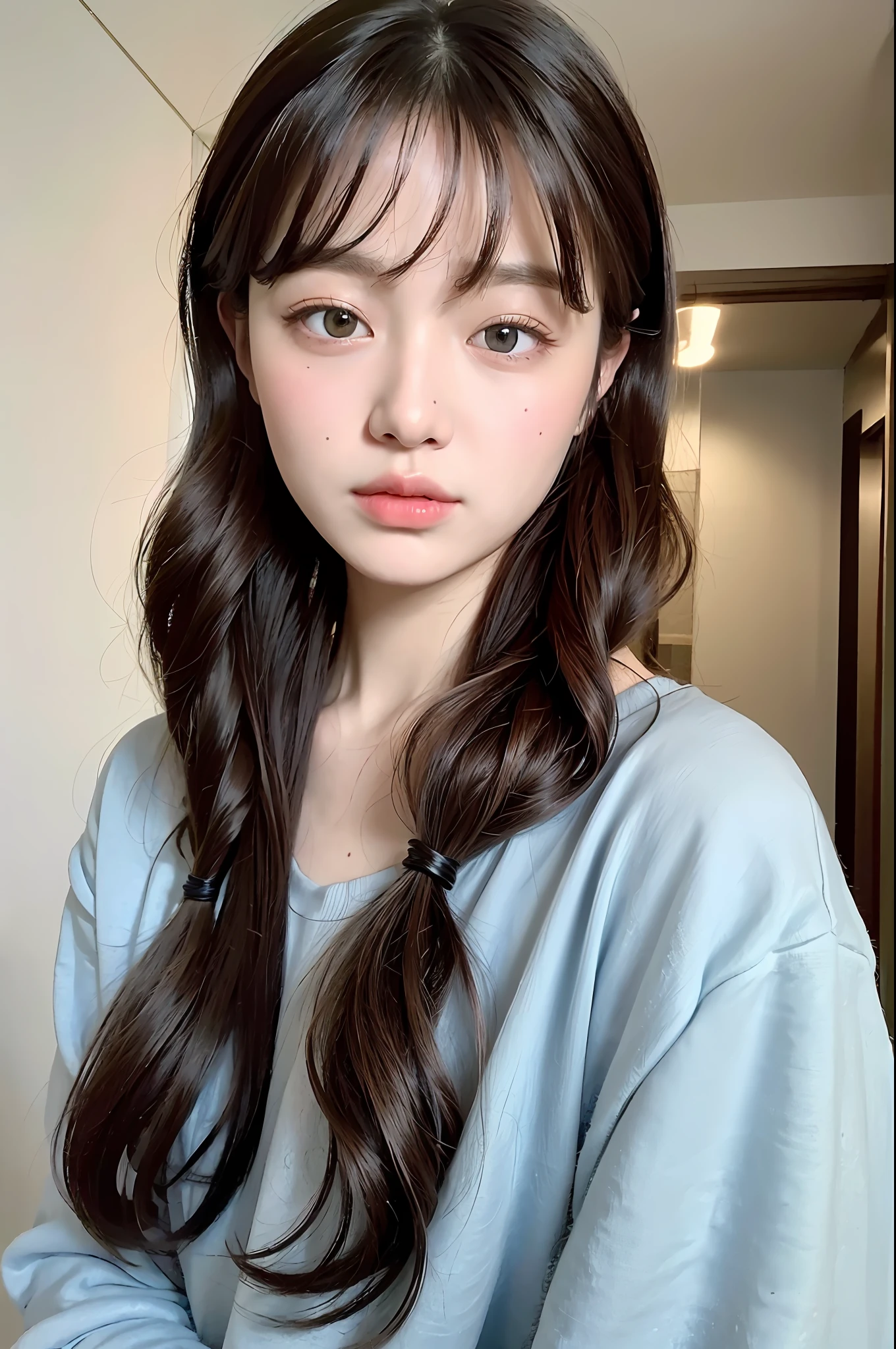 ((Best quality, 8k, Masterpiece :1.3)), 1girl,(random hairstyles), Casual outfit :1.2, Indoor, Ultra-detailed face, Detailed eyes, Double eyelid