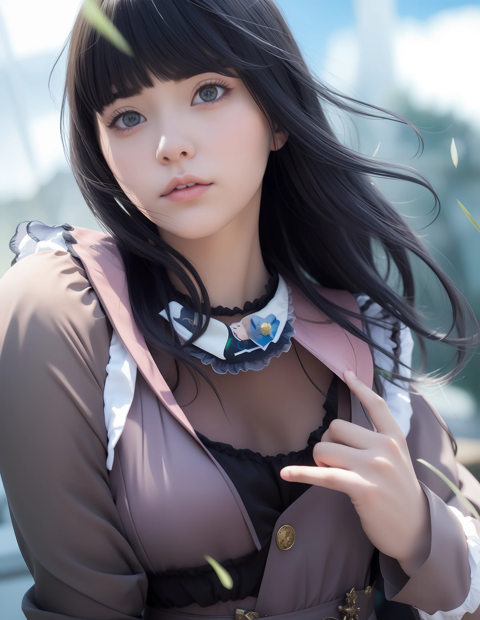 anime girl with long black hair and blue eyes posing for a picture, anime girl cosplay, anime girl in real life, beautiful anime girl, attractive anime girl, beautiful anime woman, beautiful alluring anime woman, beautiful anime portrait, makoto shinkai and artgerm, close up of a young anime girl, photorealistic anime, portrait of anime woman, ultra realistic, 8k , 1200 dpi