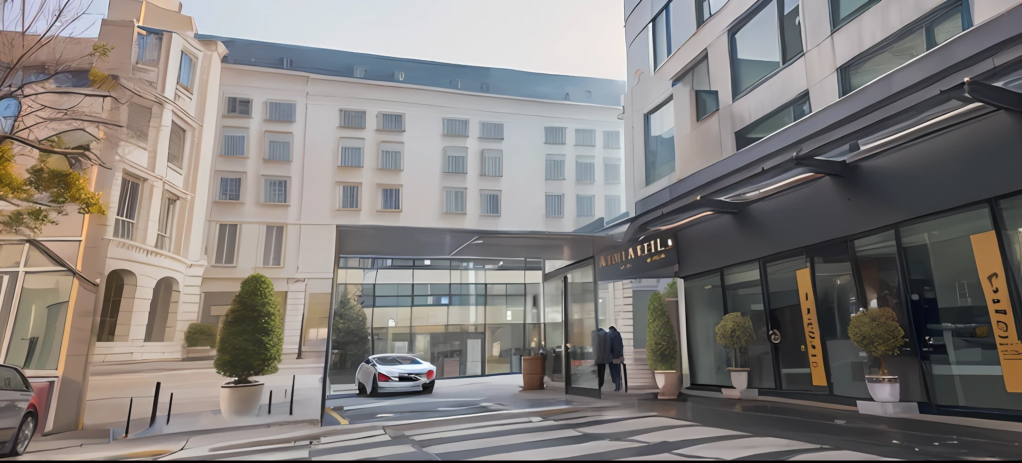 High-end atmosphere in front of the hotel