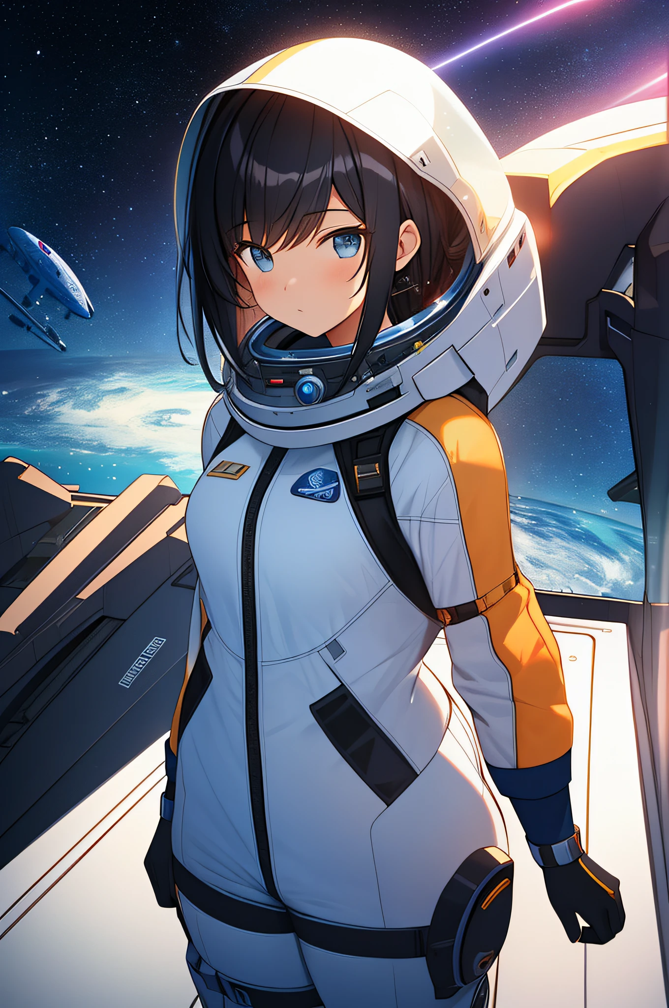 (Masterpiece: 1.2), Best Quality, Space, Girl, Spacesuit, Spaceship, Starry Sky, Planet, Universe, Solo Female, Solo Female, Perfect Body,