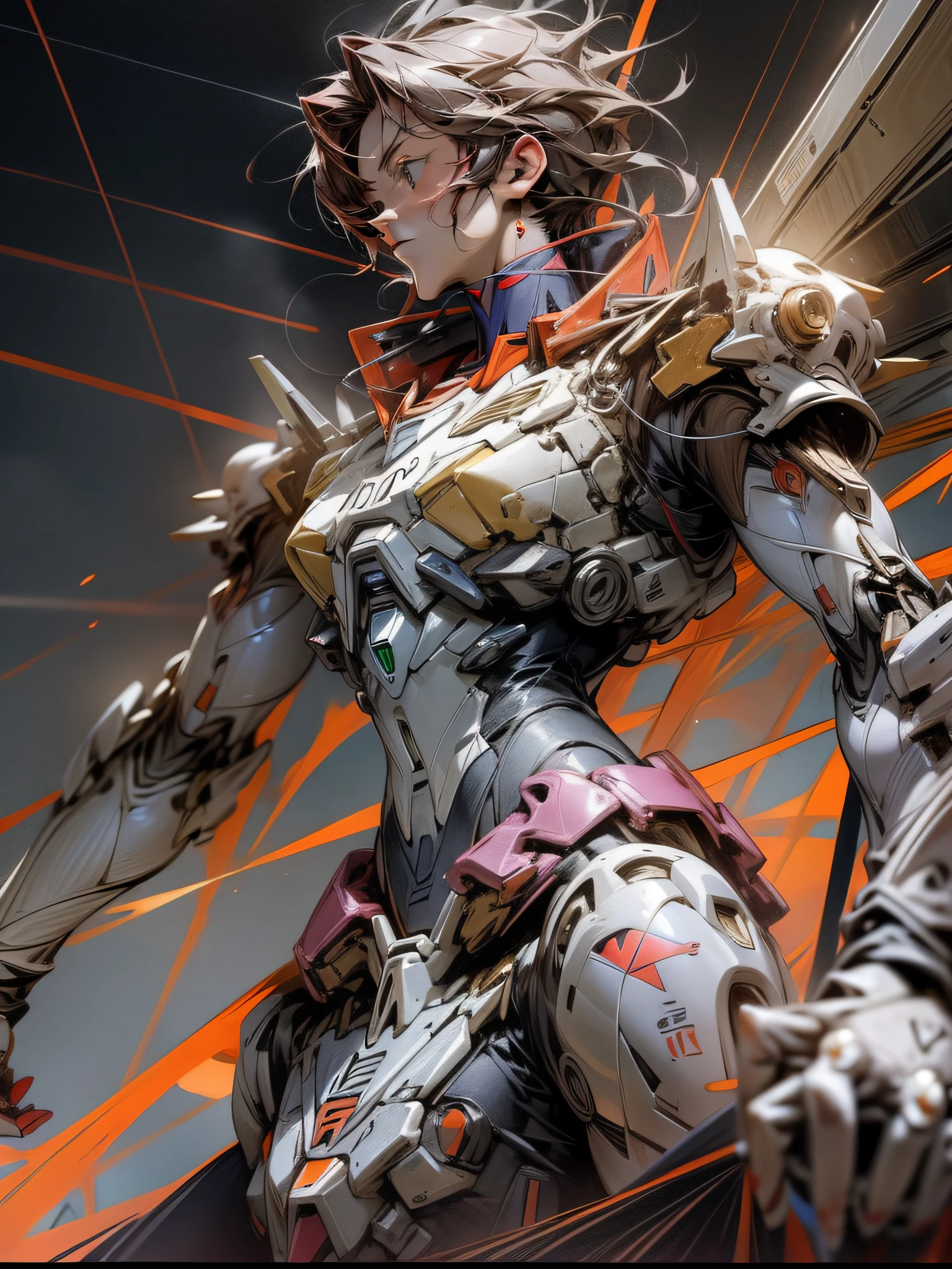 mashup of Evangelion and Gundam, do the Jesus Chris pose, epic, aura, masterpiece, ultra detailed, ray tracing,